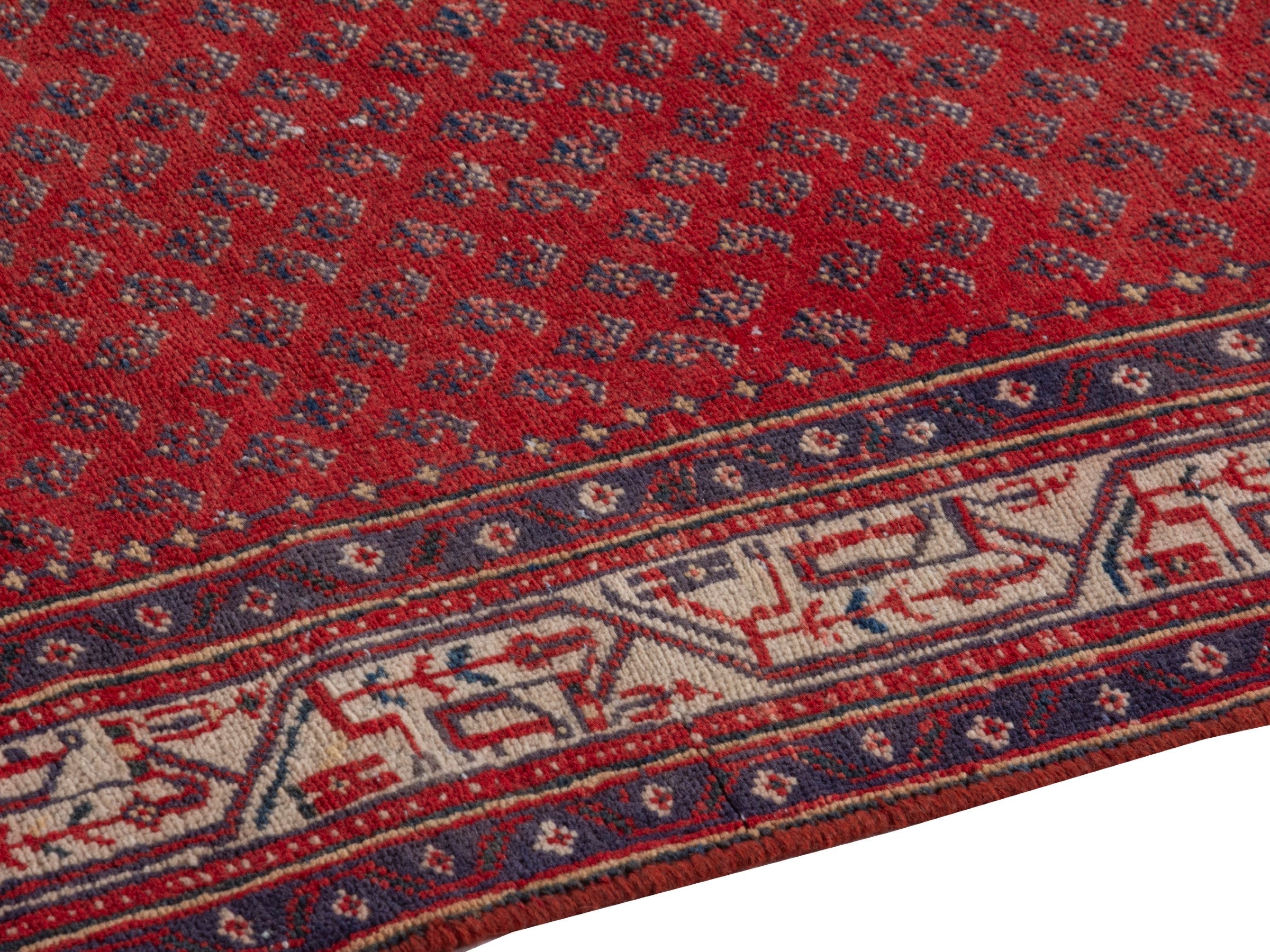 Persian Arak runner rug in deep red and cream, view 8 of 21