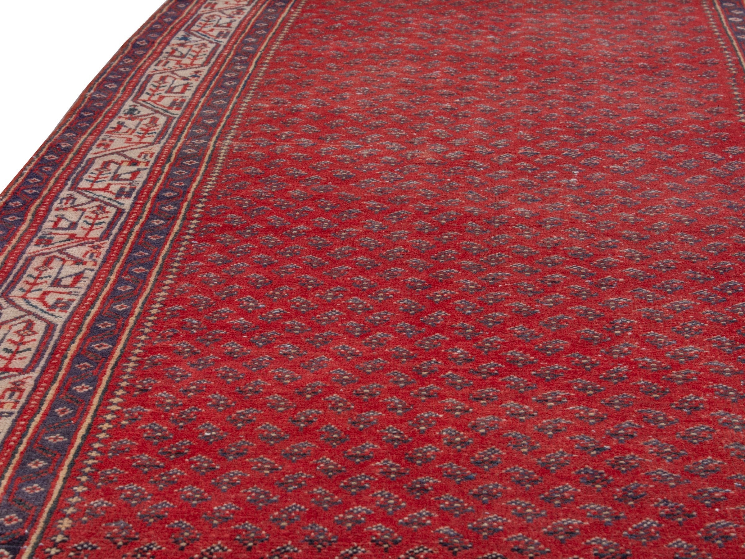 Persian Arak runner rug in deep red and cream, view 9 of 21