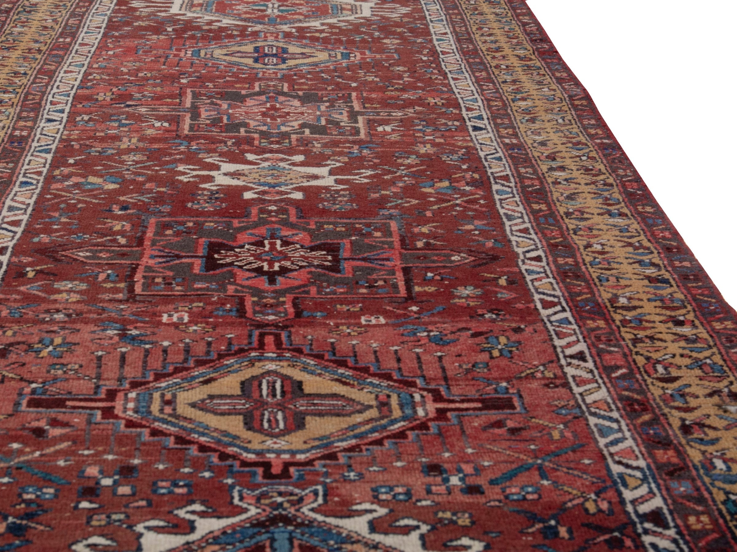 Persian Gharajeh runner rug in burgundy and rust, view 9 of 24