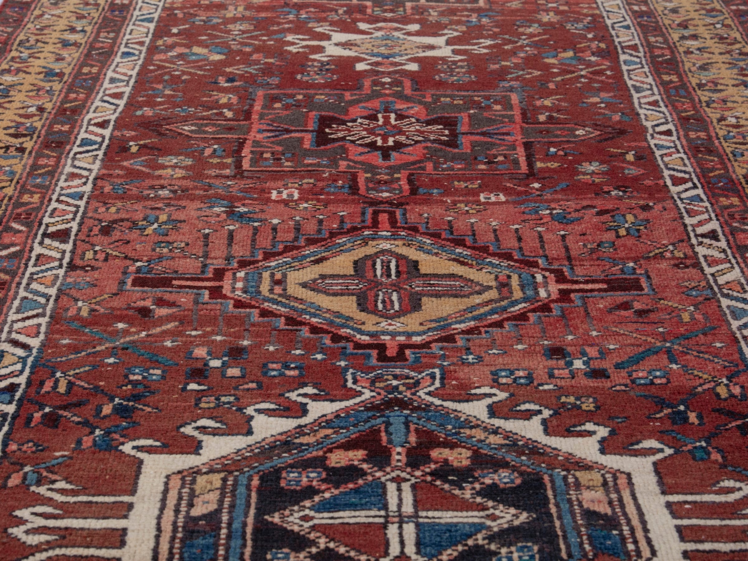 Persian Gharajeh runner rug in burgundy and rust, view 12 of 24