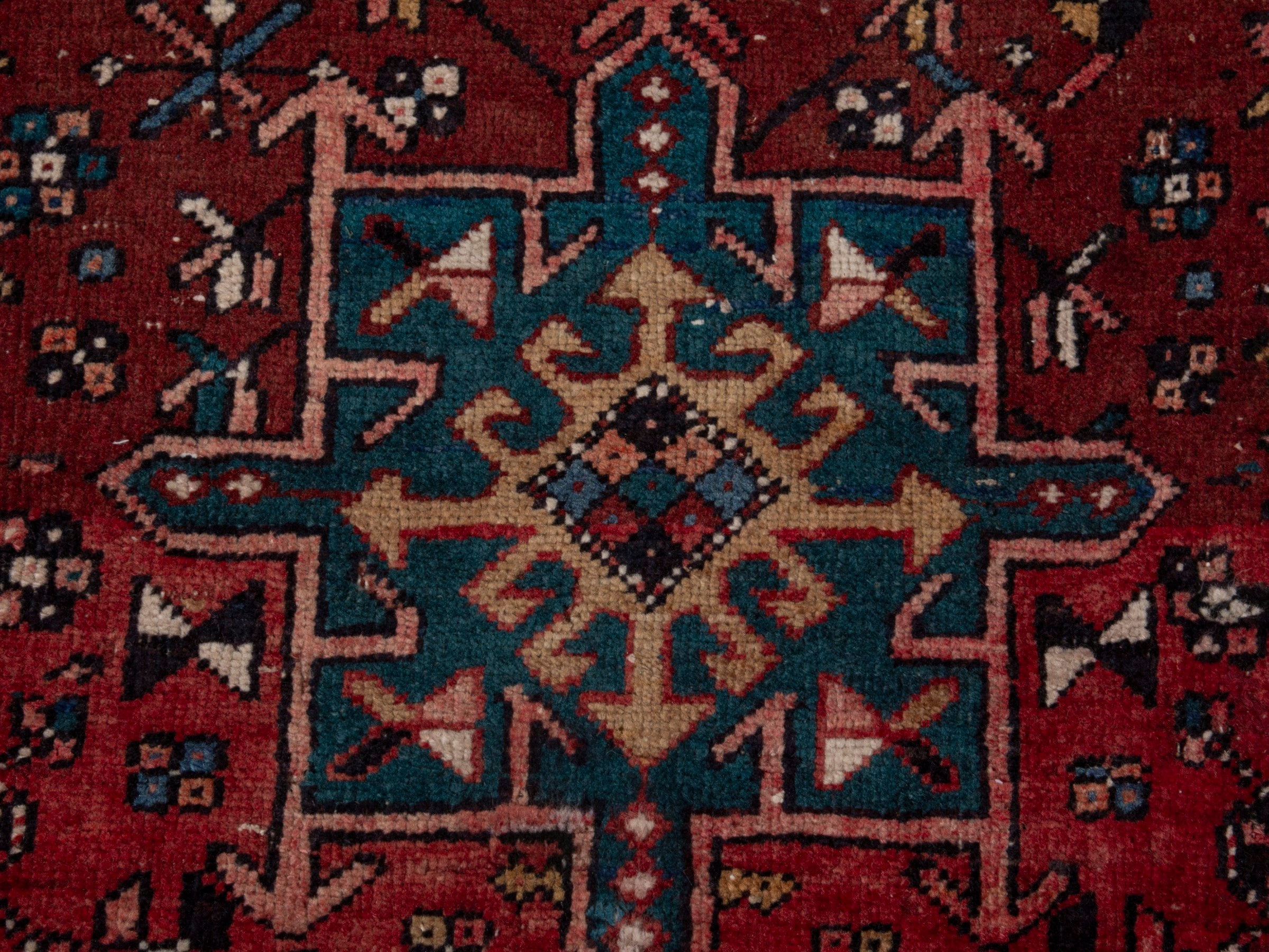 Persian Gharajeh runner rug in burgundy and rust, view 14 of 24