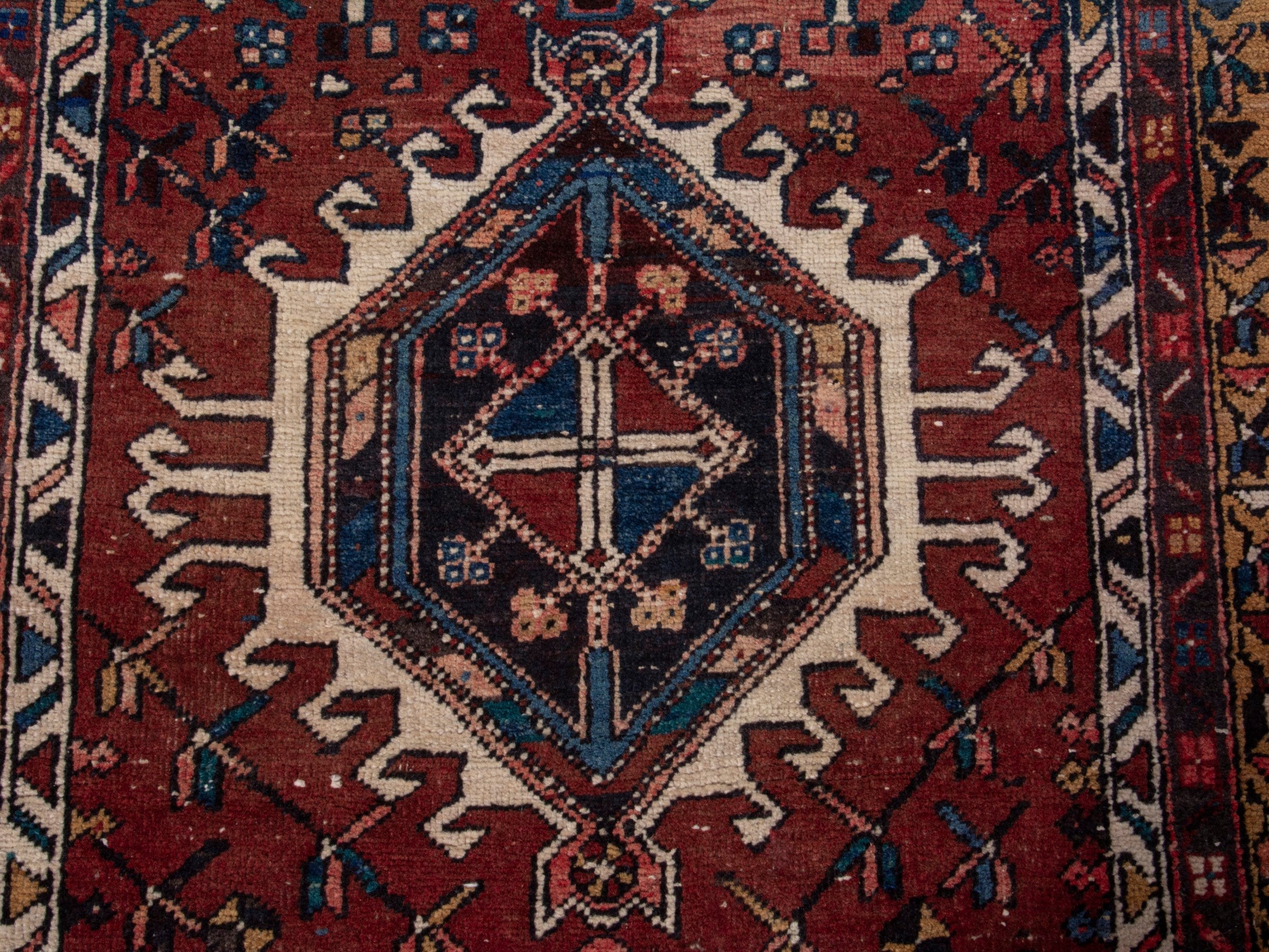 Persian Gharajeh runner rug in burgundy and rust, view 15 of 24