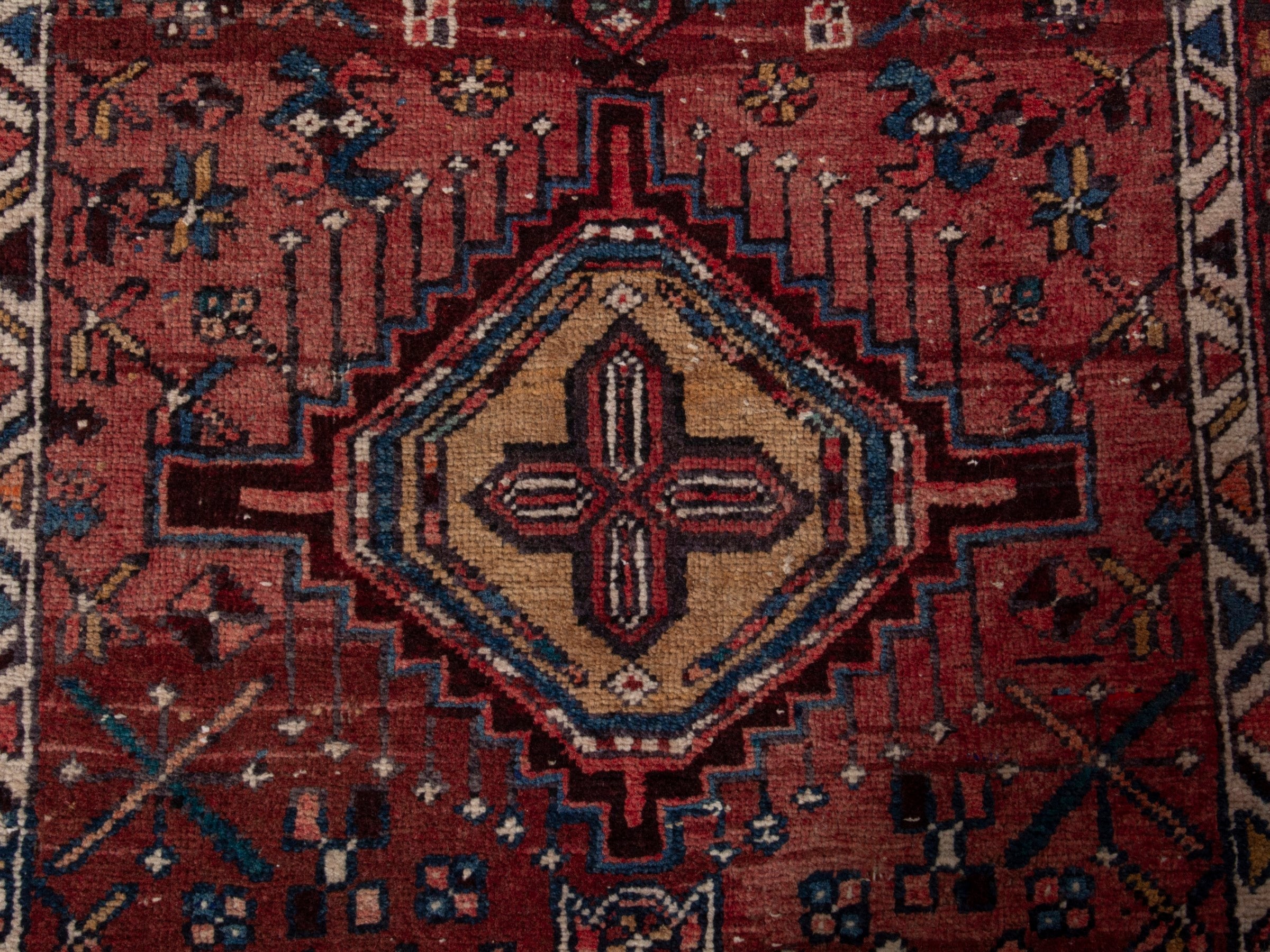 Persian Gharajeh runner rug in burgundy and rust, view 16 of 24