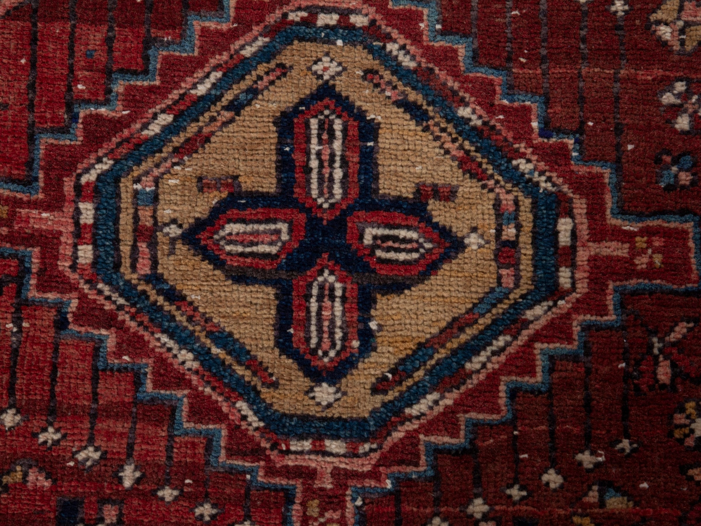 Persian Gharajeh runner rug in burgundy and rust, view 19 of 24
