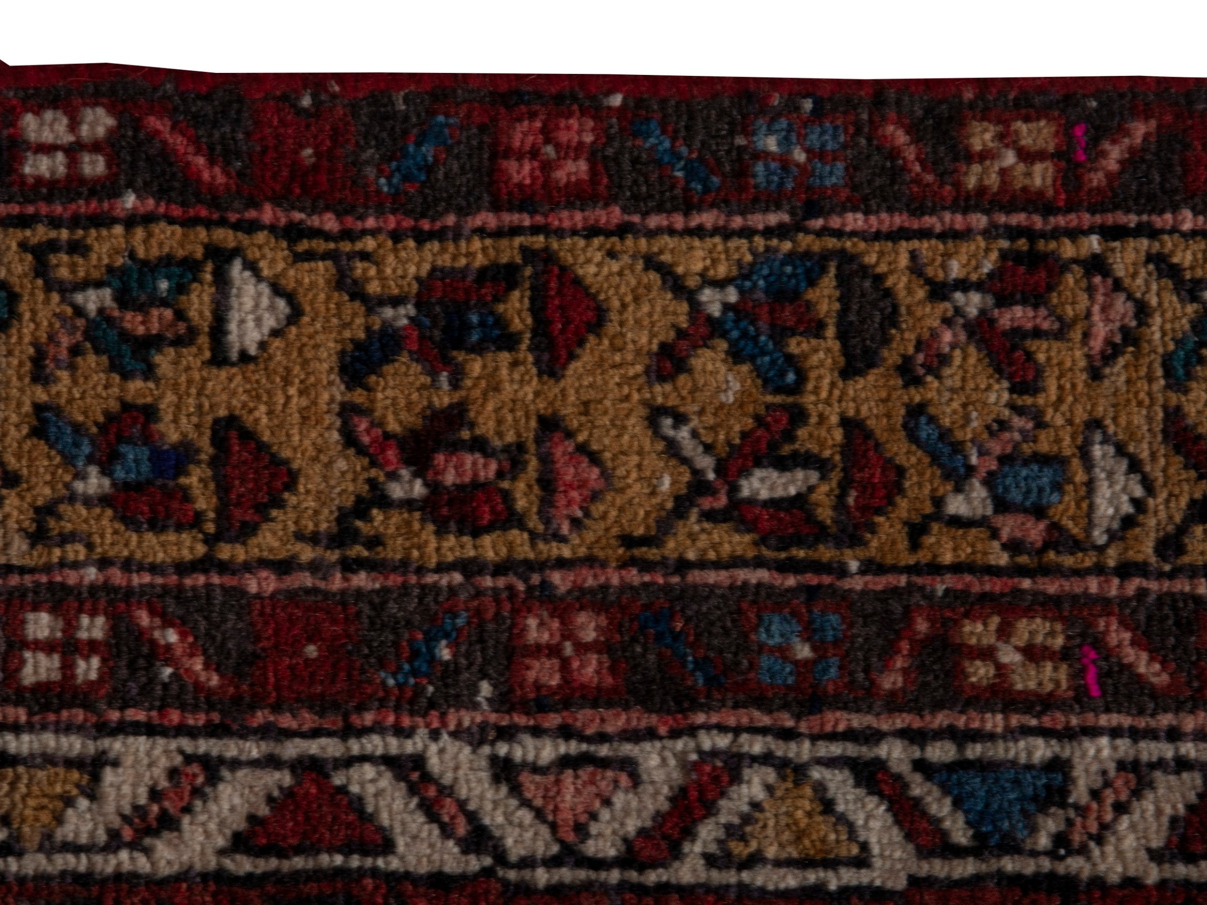 Persian Gharajeh runner rug in burgundy and rust, view 10 of 24