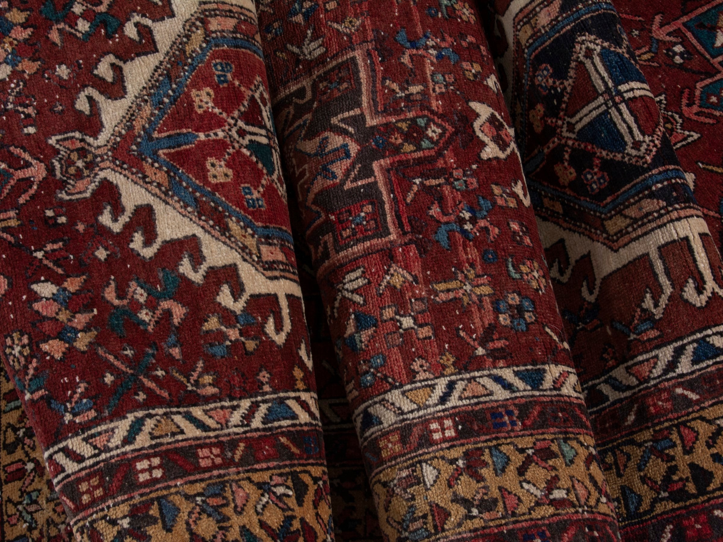 Persian Gharajeh runner rug in burgundy and rust, view 21 of 24
