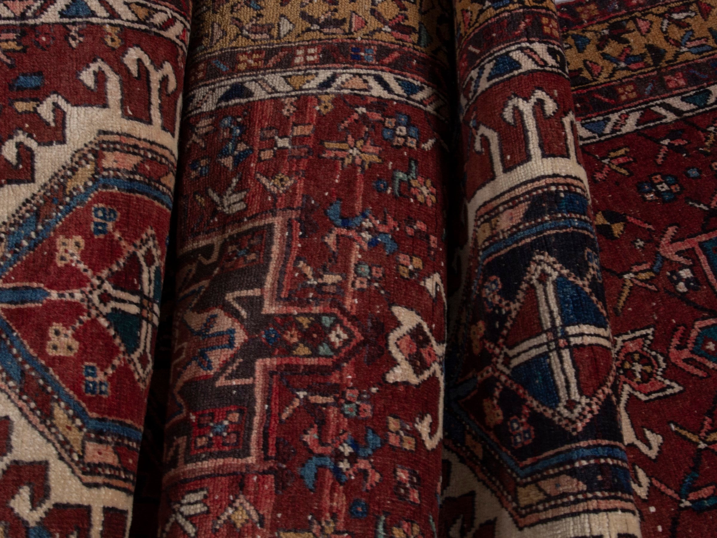 Persian Gharajeh runner rug in burgundy and rust, view 22 of 24