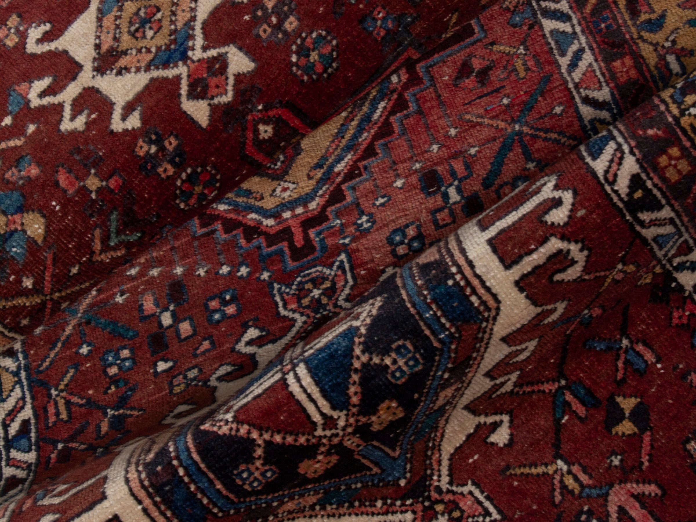 Persian Gharajeh runner rug in burgundy and rust, view 23 of 24