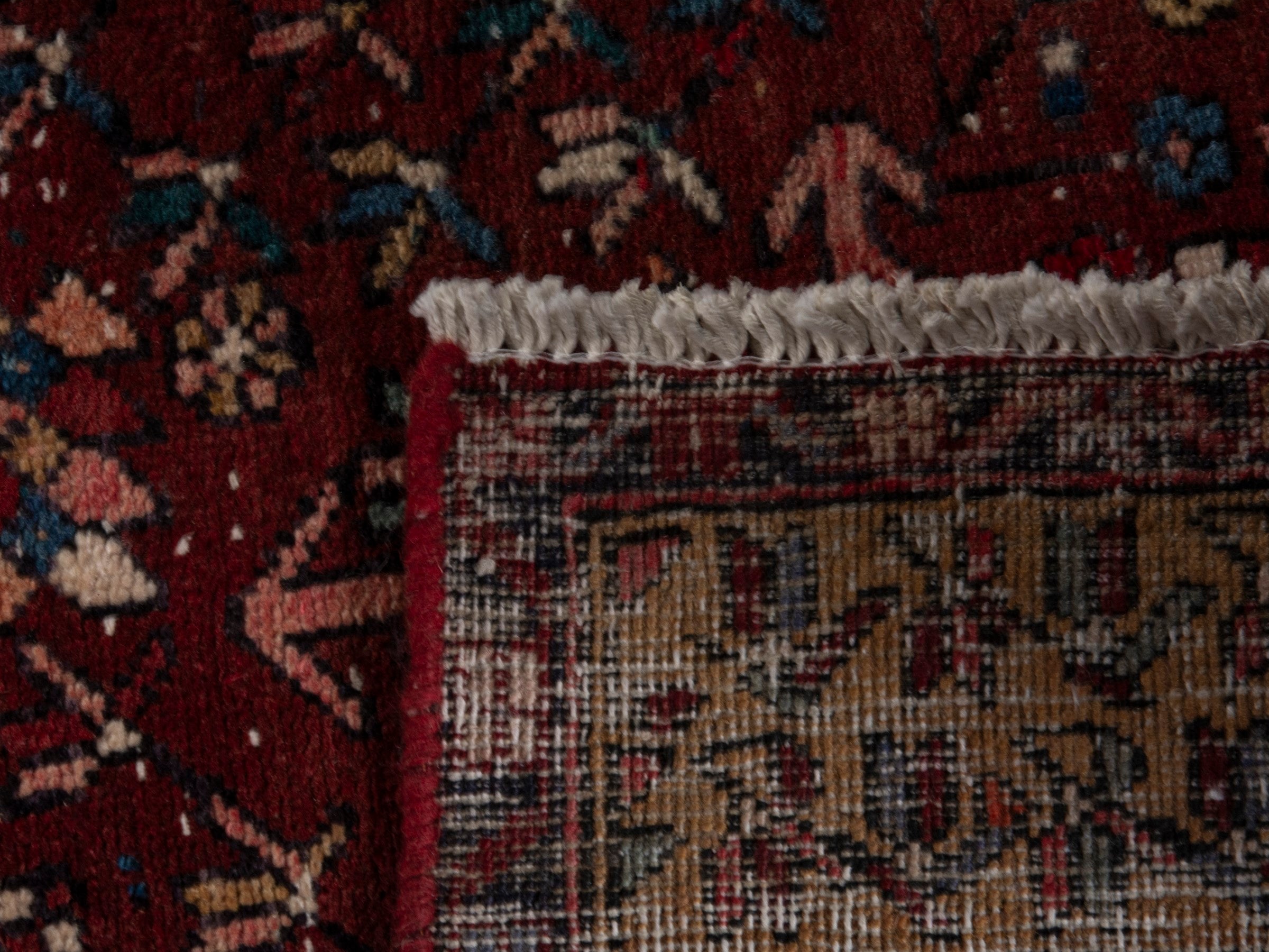 Persian Gharajeh runner rug in burgundy and rust, view 24 of 24