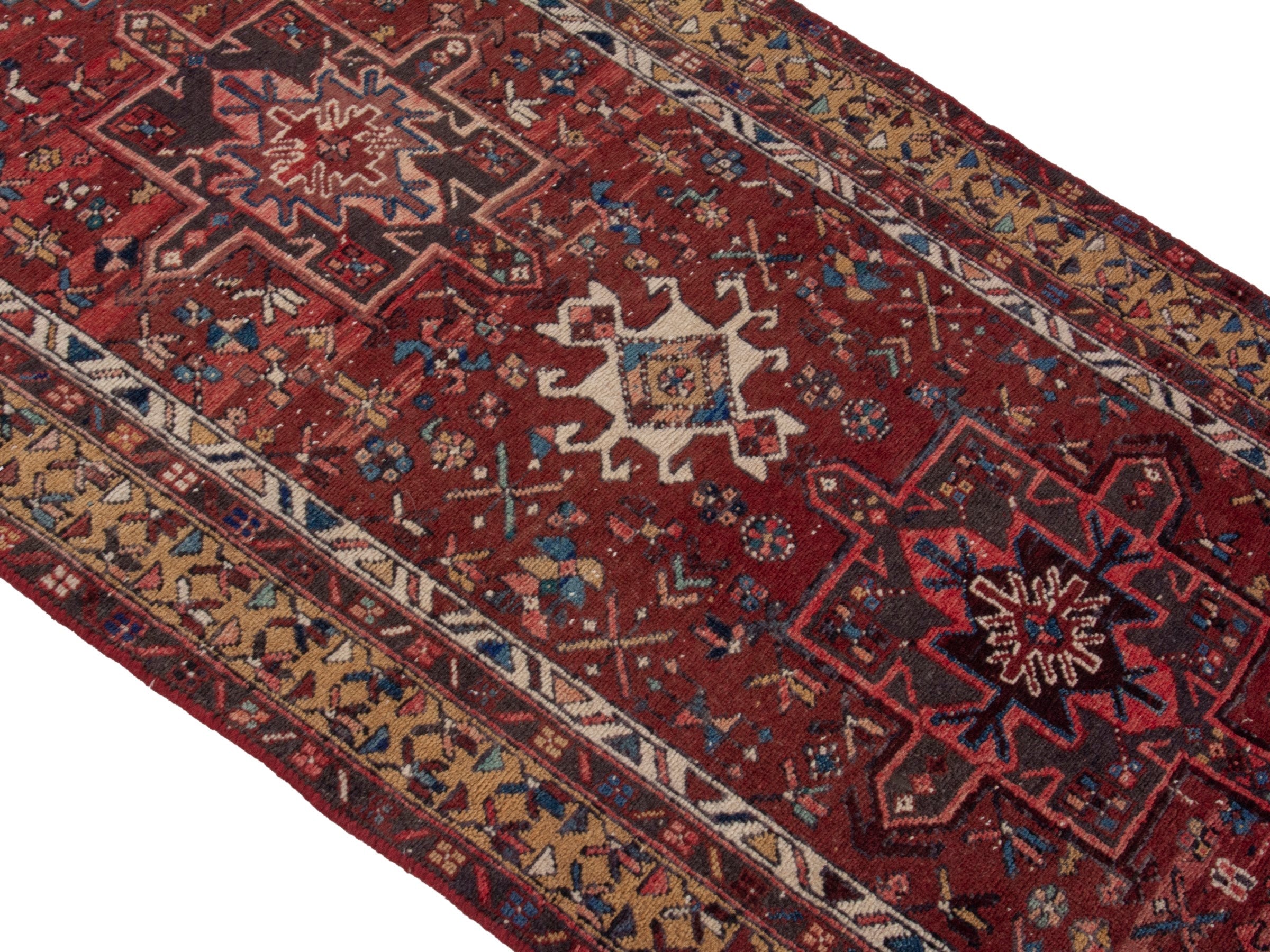 Persian Gharajeh runner rug in burgundy and rust, view 4 of 24