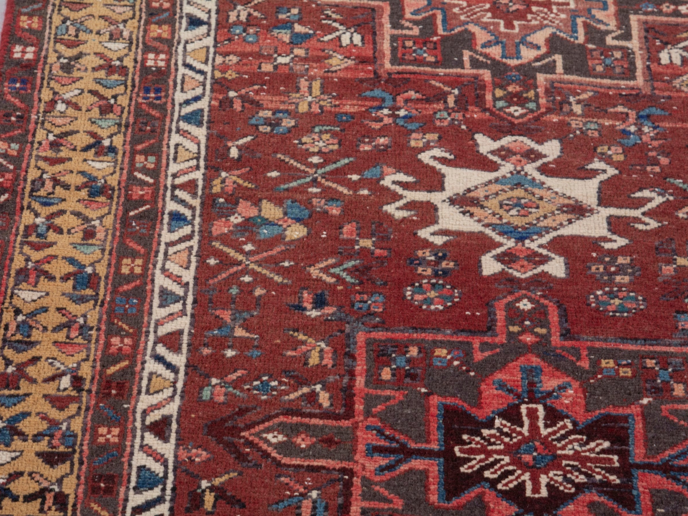 Persian Gharajeh runner rug in burgundy and rust, view 7 of 24