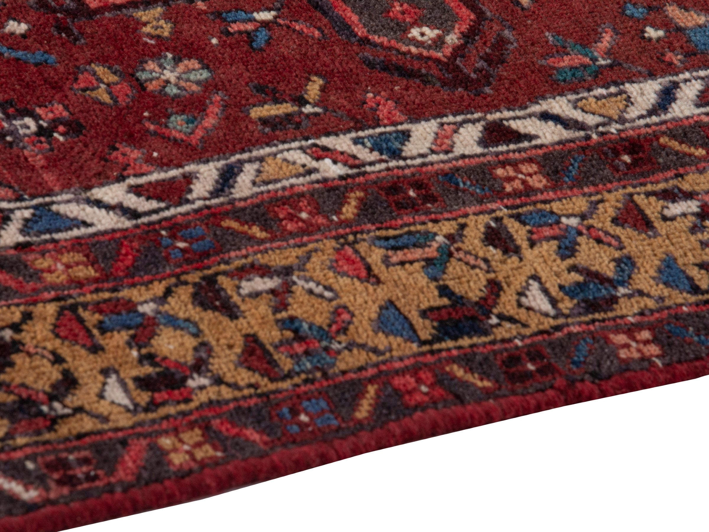 Persian Gharajeh runner rug in burgundy and rust, view 8 of 24