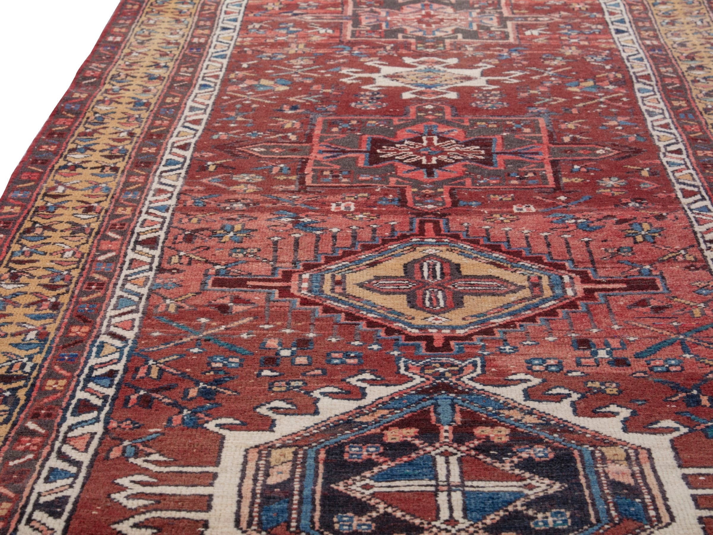 Persian Gharajeh runner rug in burgundy and rust, view 11 of 24