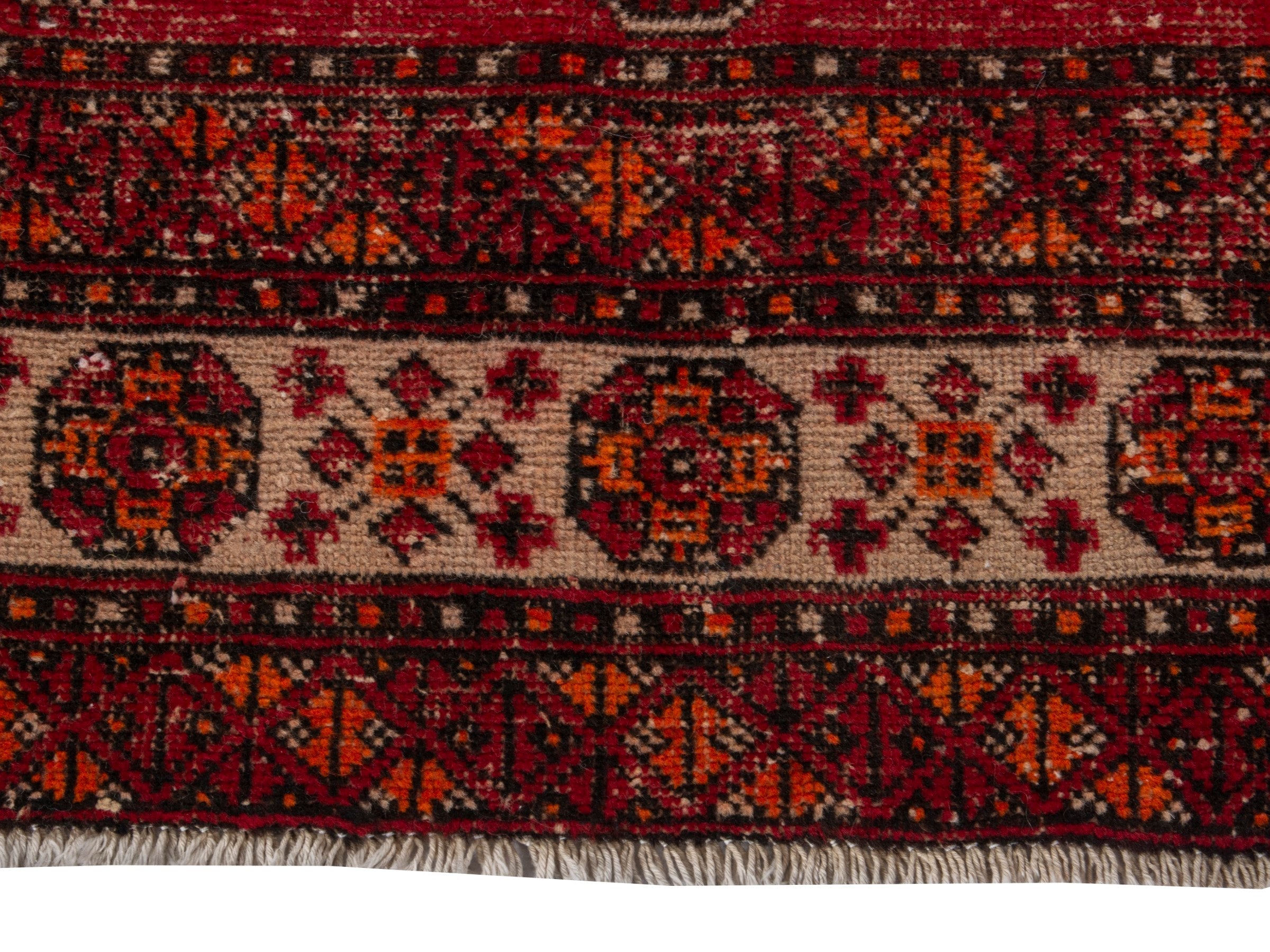 Persian Ferdos area rug in deep red and muted pink, view 9 of 20