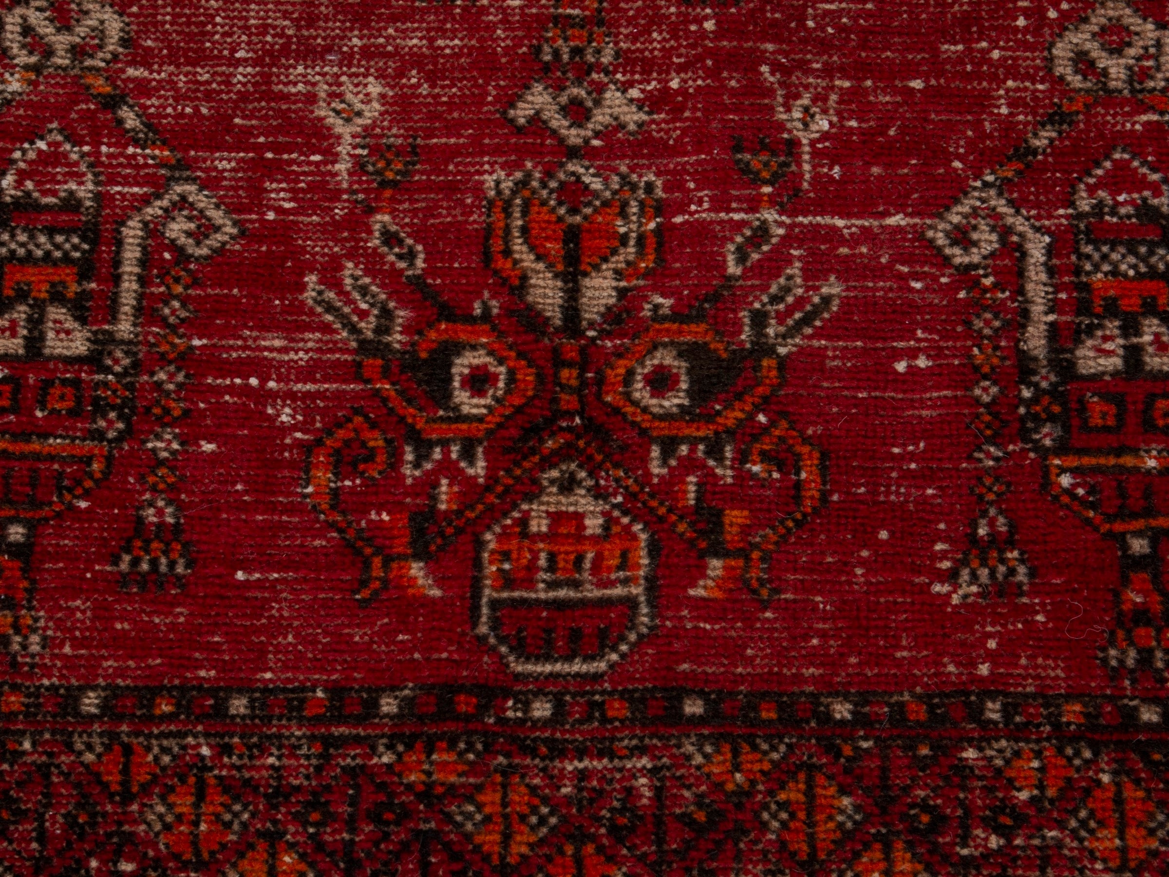 Persian Ferdos area rug in deep red and muted pink, view 12 of 20