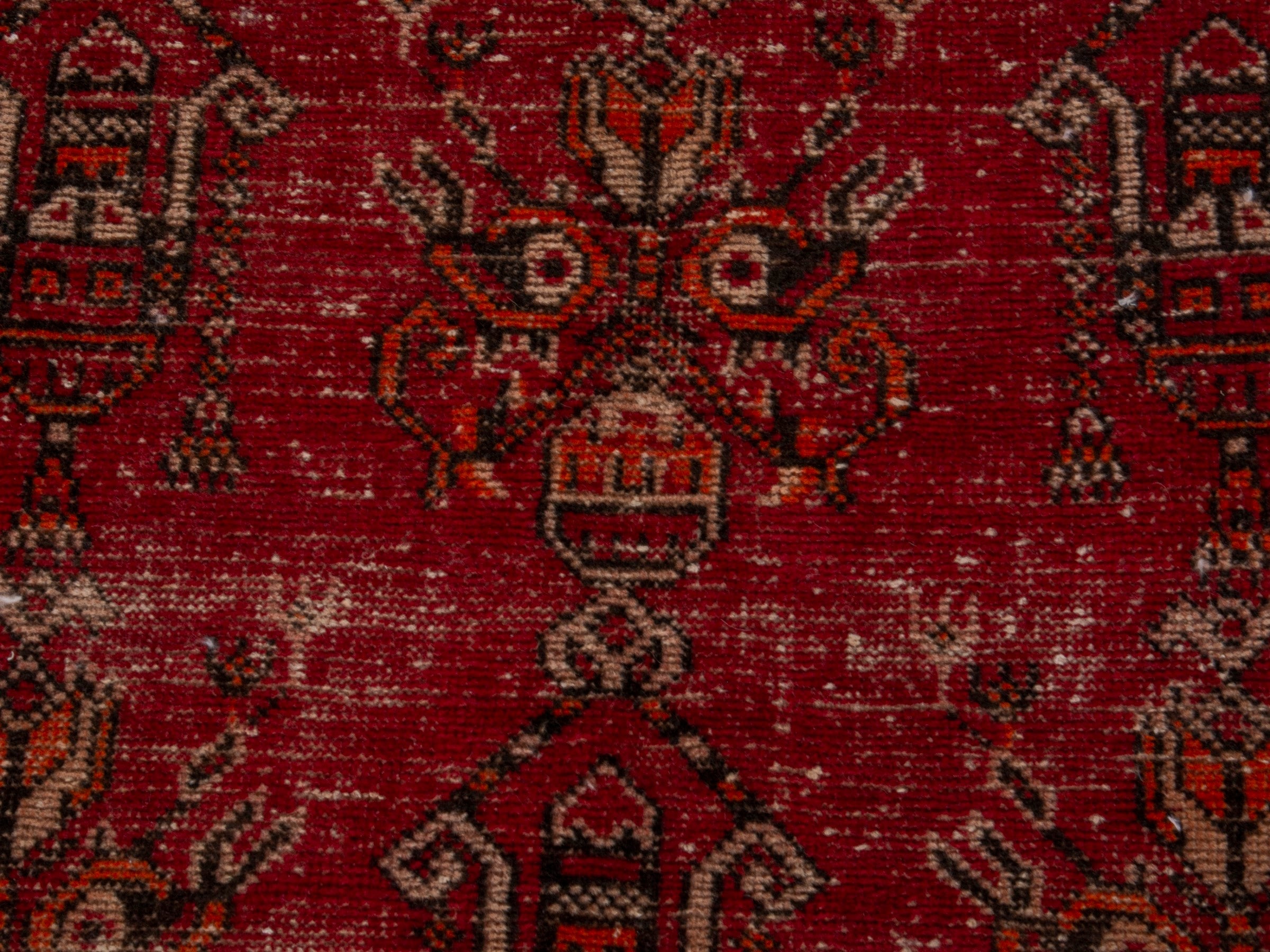 Persian Ferdos area rug in deep red and muted pink, view 13 of 20