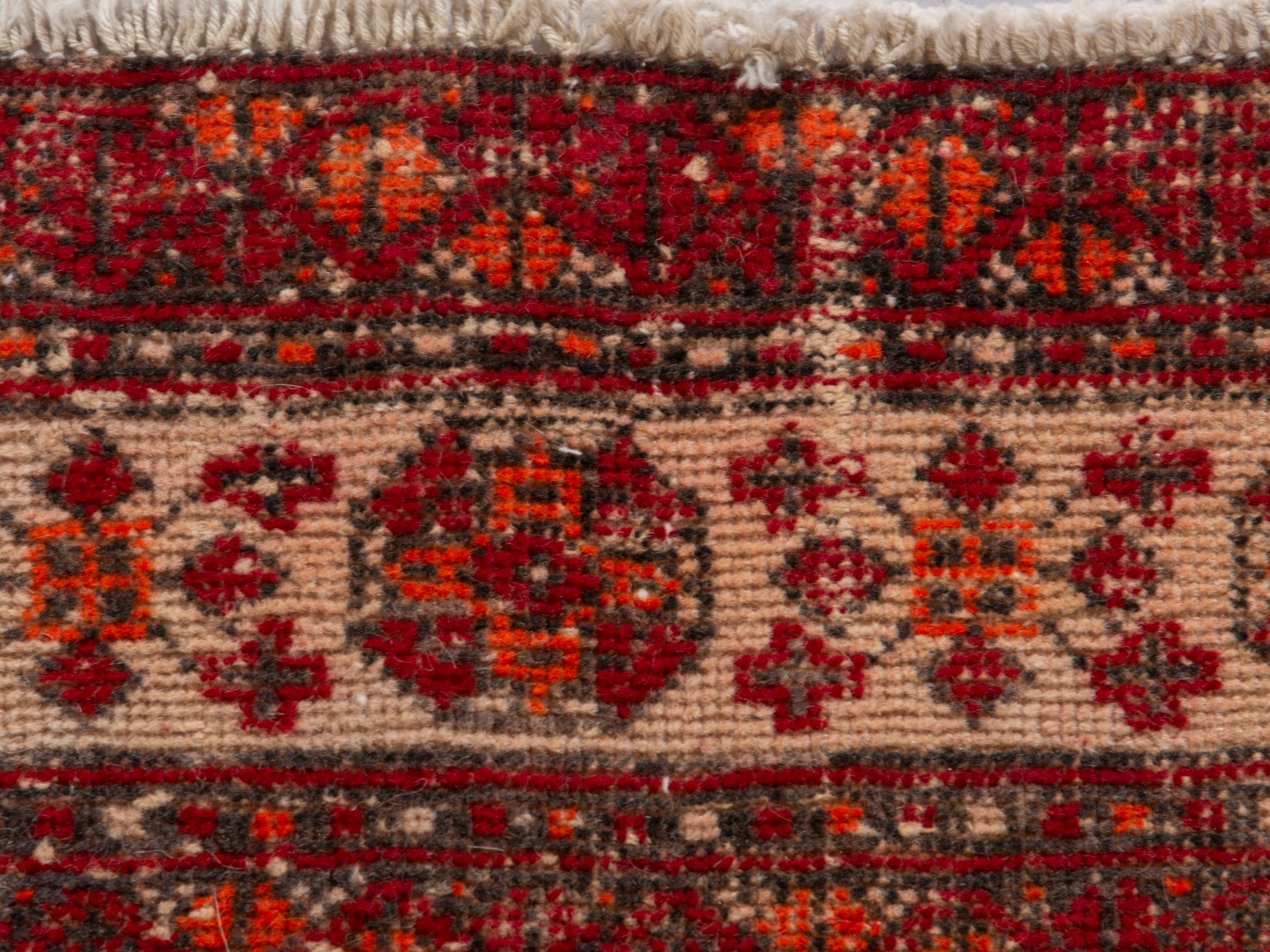 Persian Ferdos area rug in deep red and muted pink, view 14 of 20