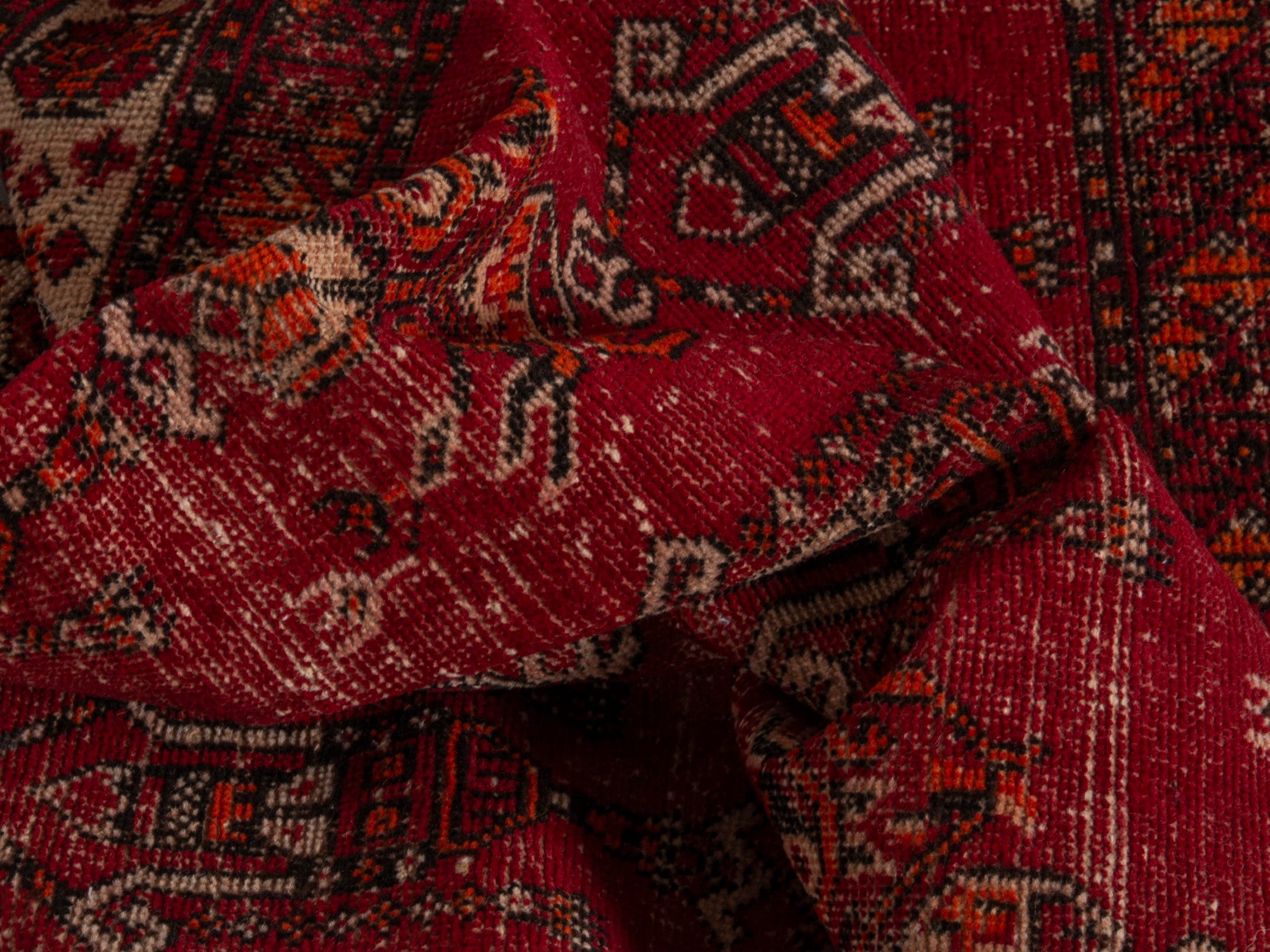 Persian Ferdos area rug in deep red and muted pink, view 16 of 20