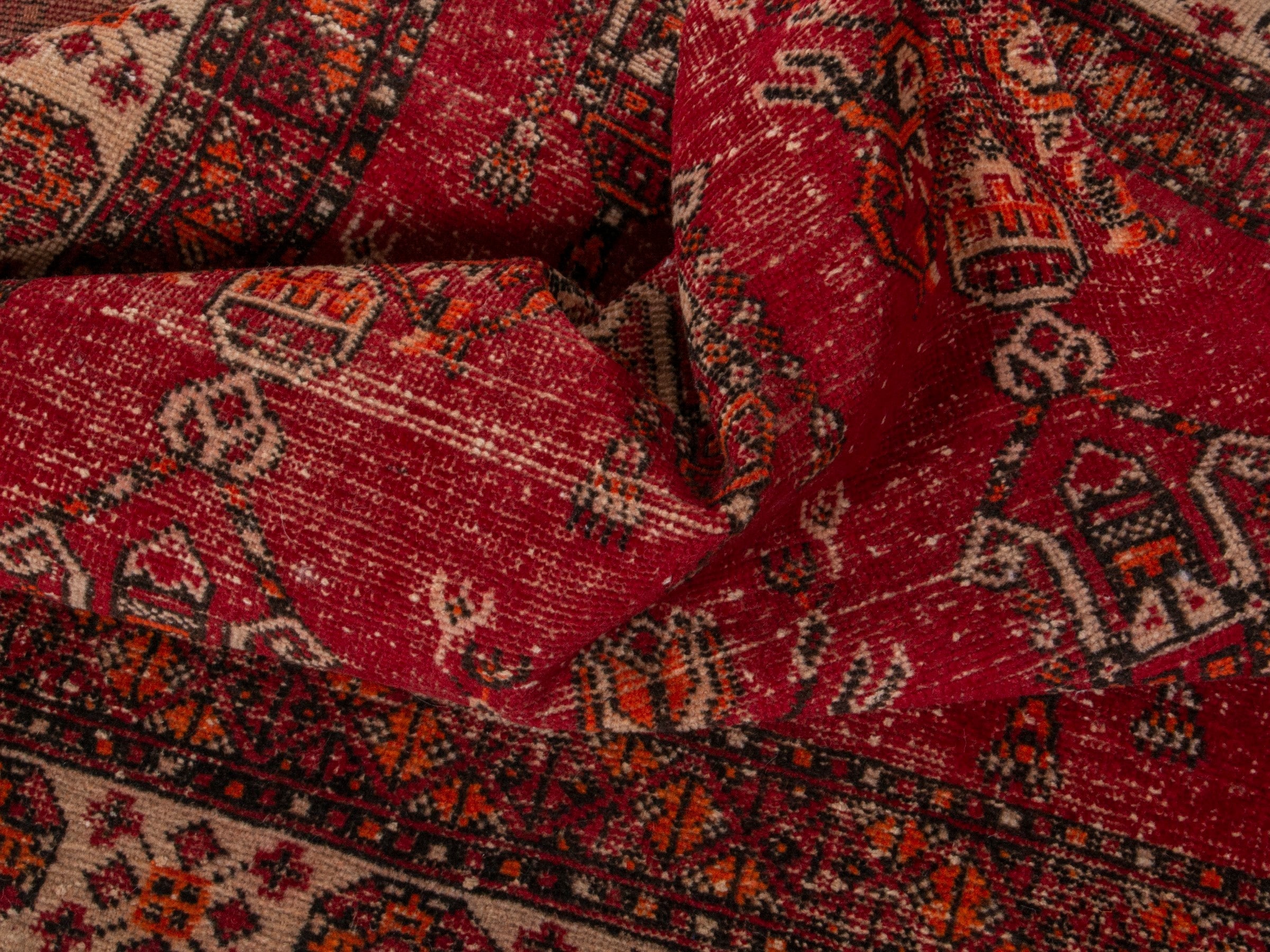 Persian Ferdos area rug in deep red and muted pink, view 17 of 20
