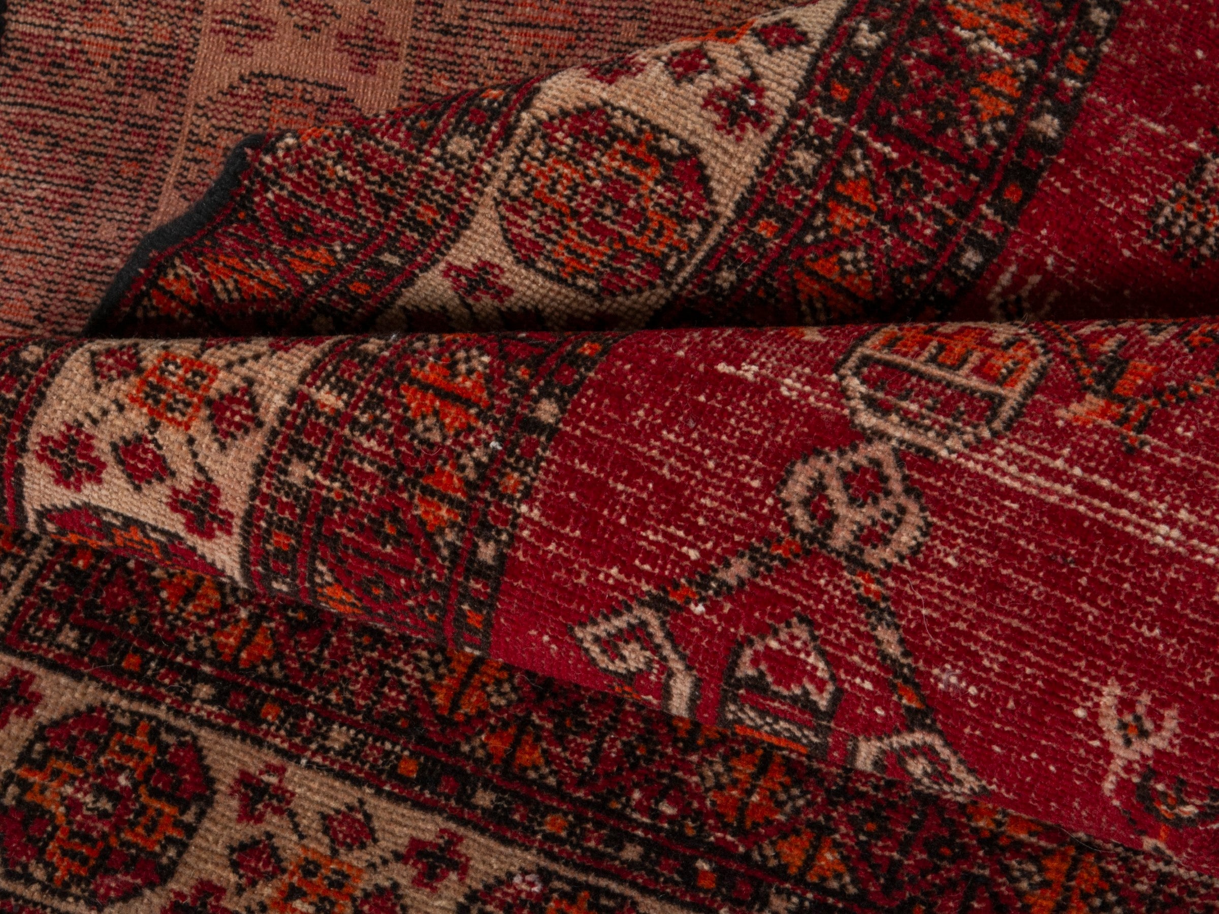 Persian Ferdos area rug in deep red and muted pink, view 18 of 20