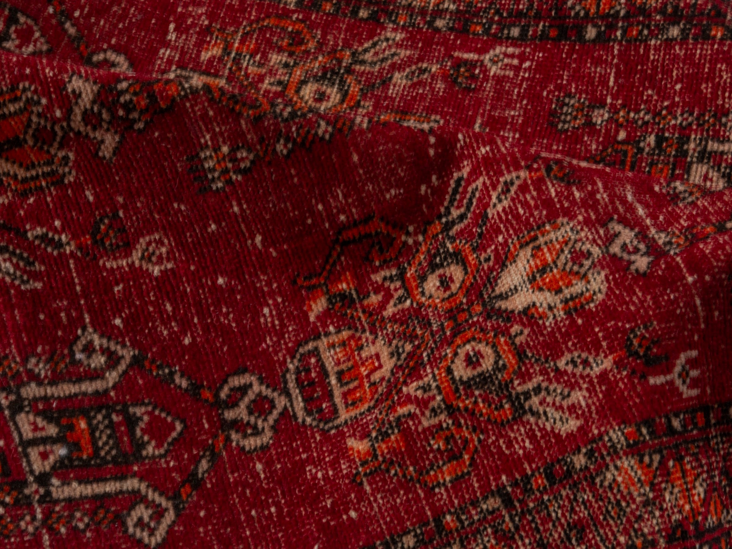 Persian Ferdos area rug in deep red and muted pink, view 19 of 20