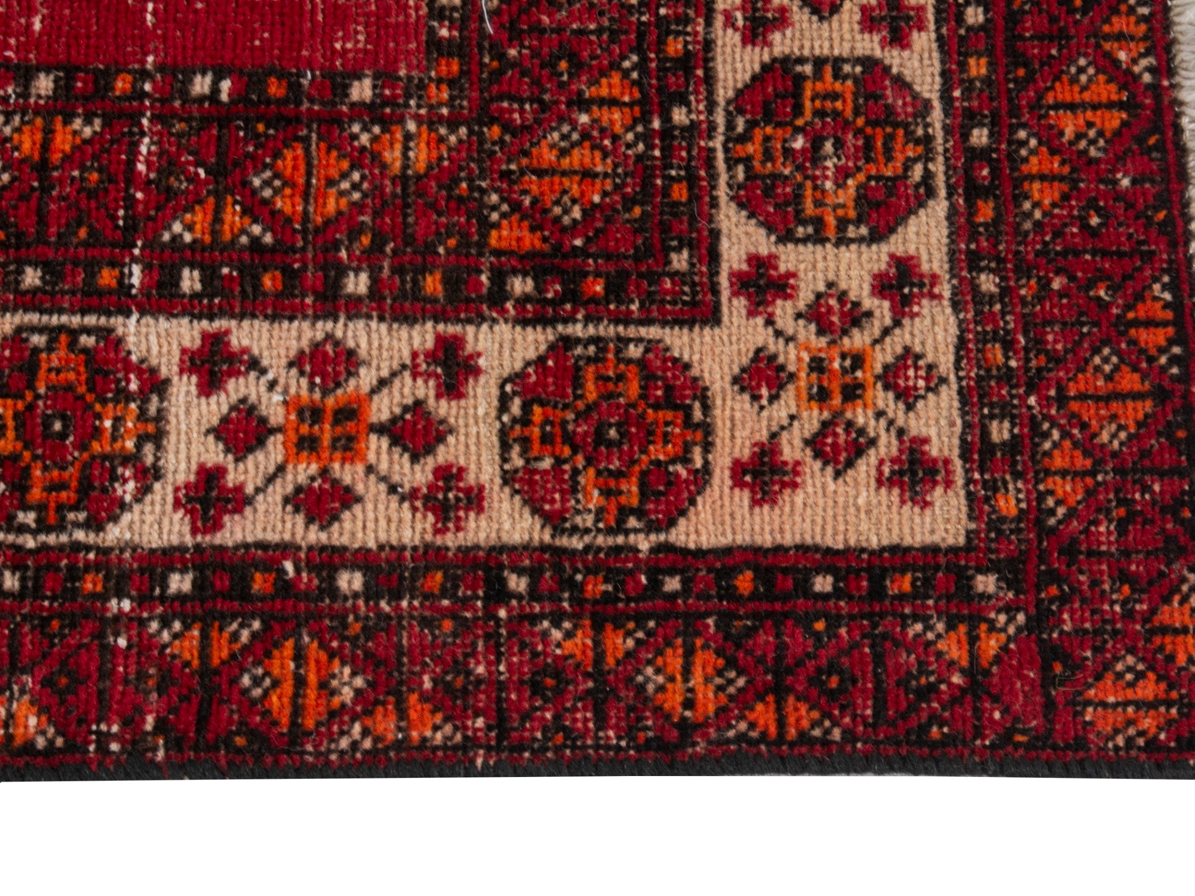 Persian Ferdos area rug in deep red and muted pink, view 5 of 20