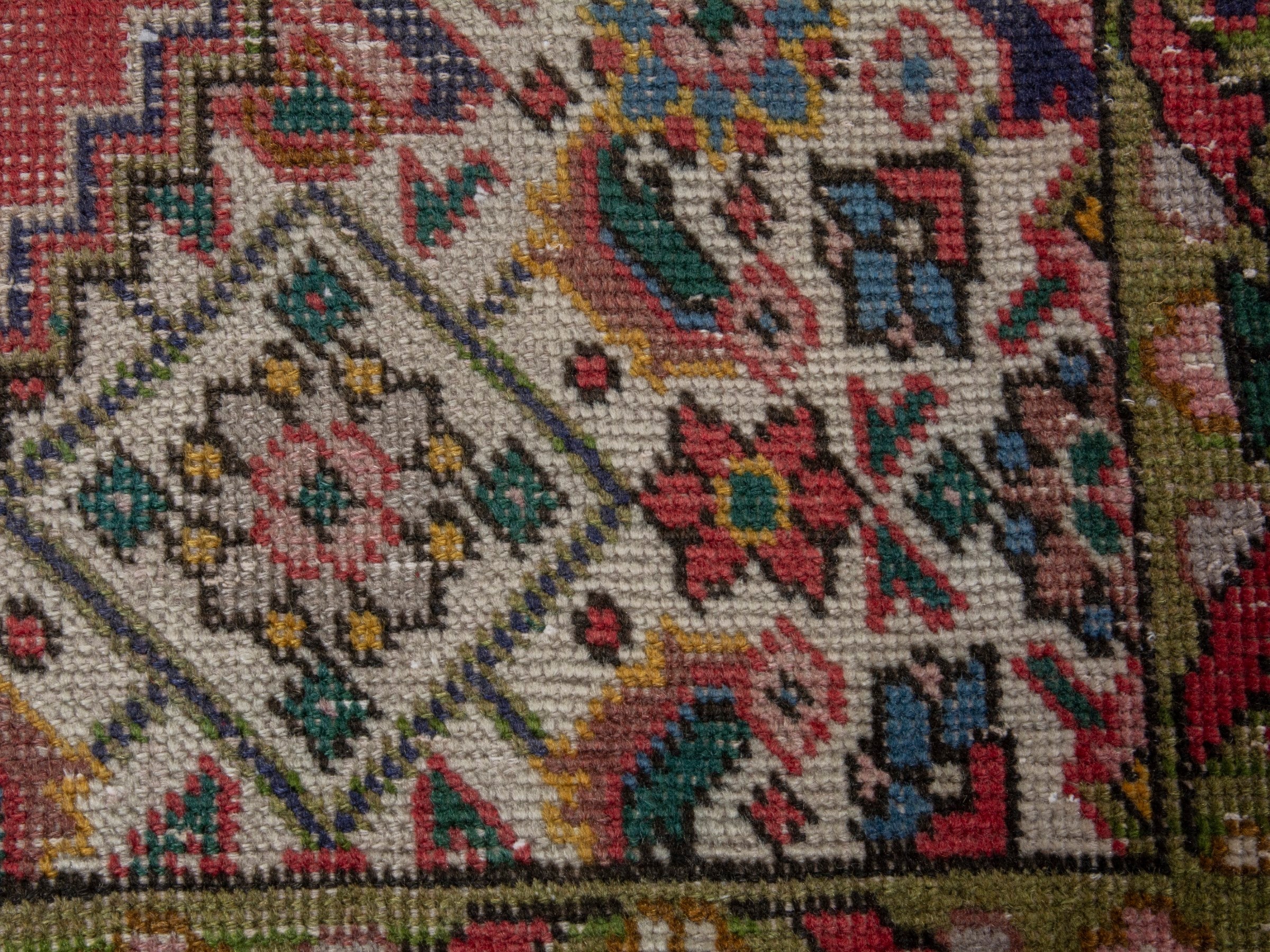 Persian Tabriz accent rug in faded red and cream, view 10 of 16