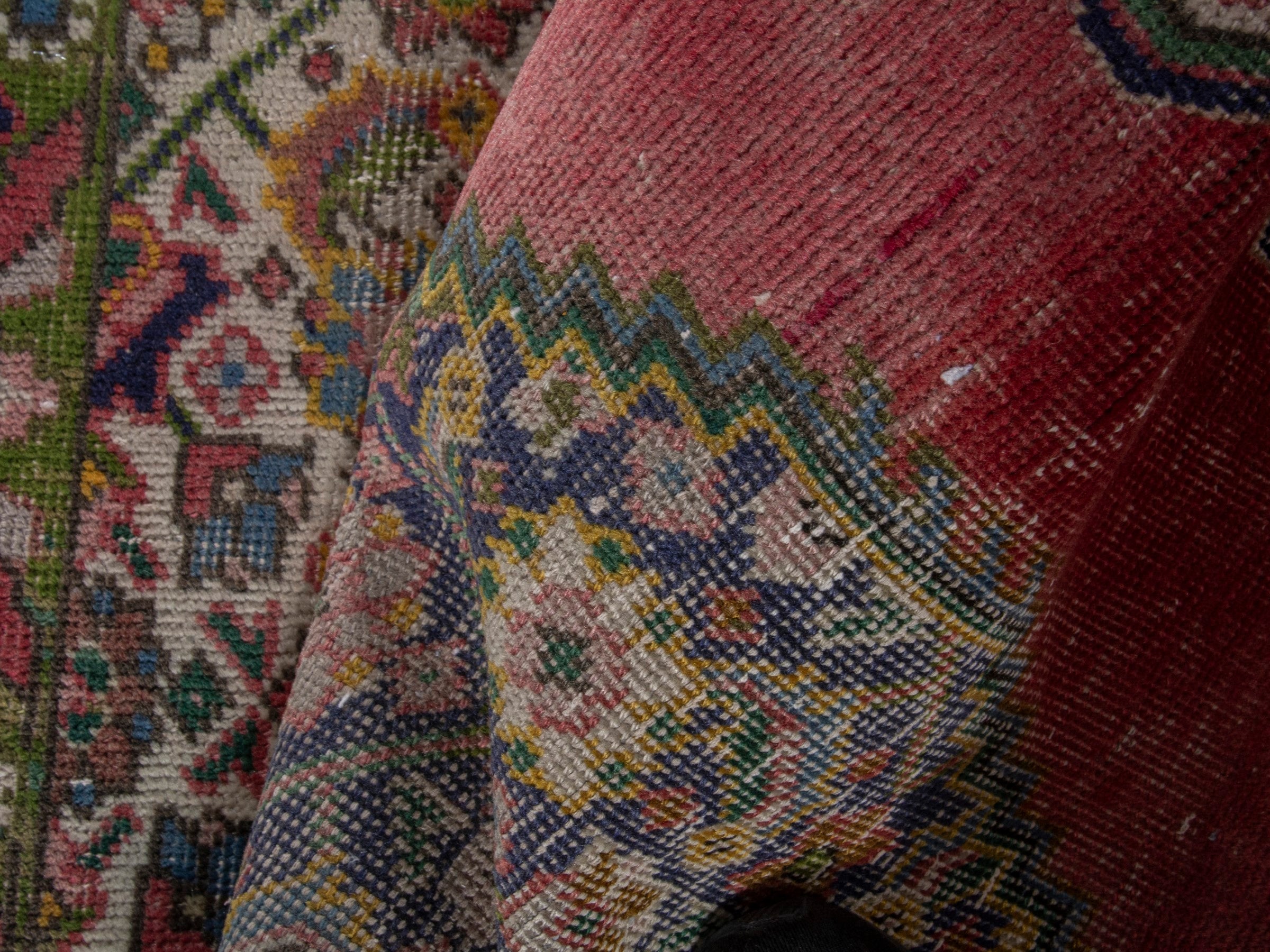 Persian Tabriz accent rug in faded red and cream, view 15 of 16