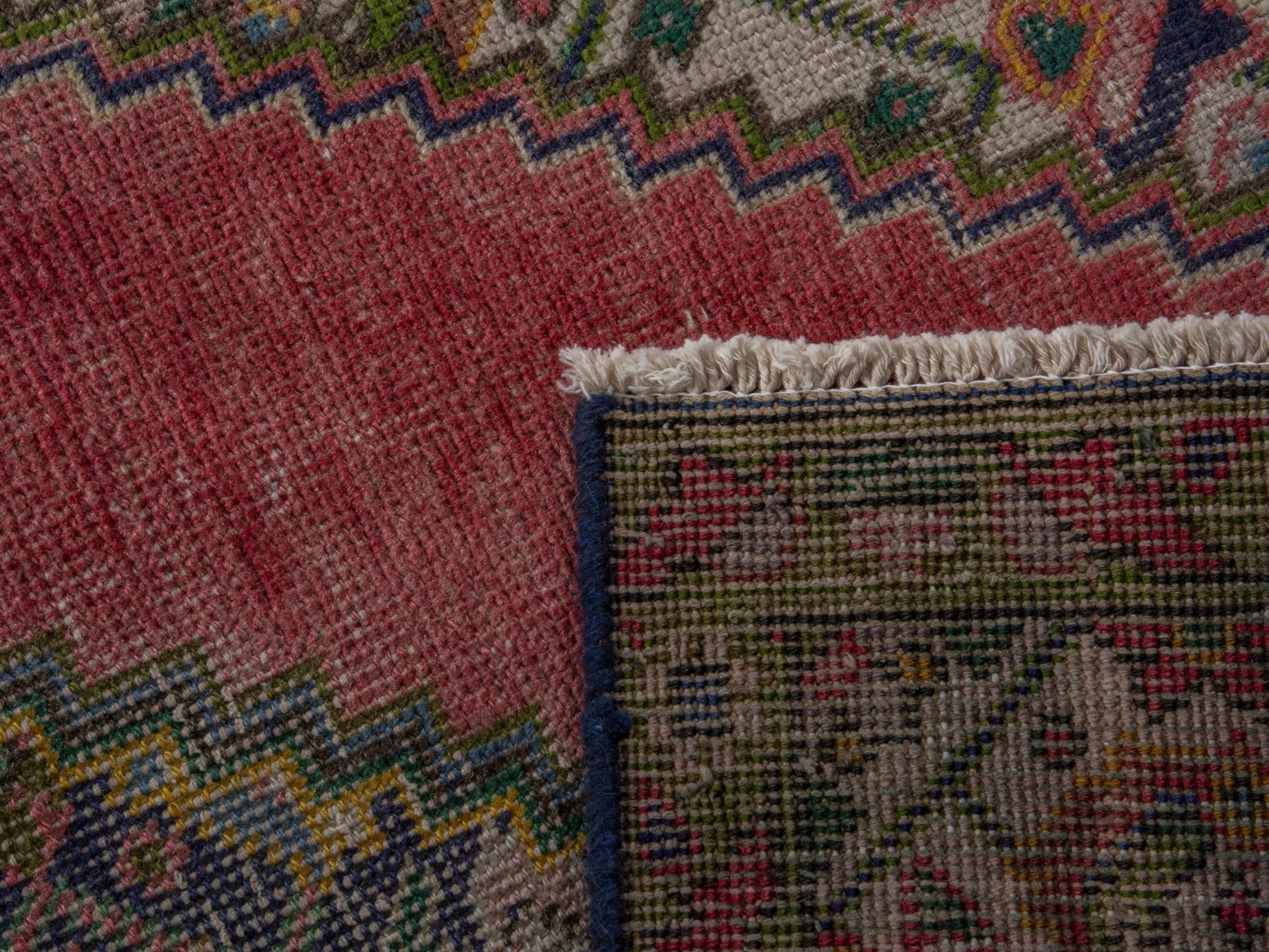 Persian Tabriz accent rug in faded red and cream, view 16 of 16