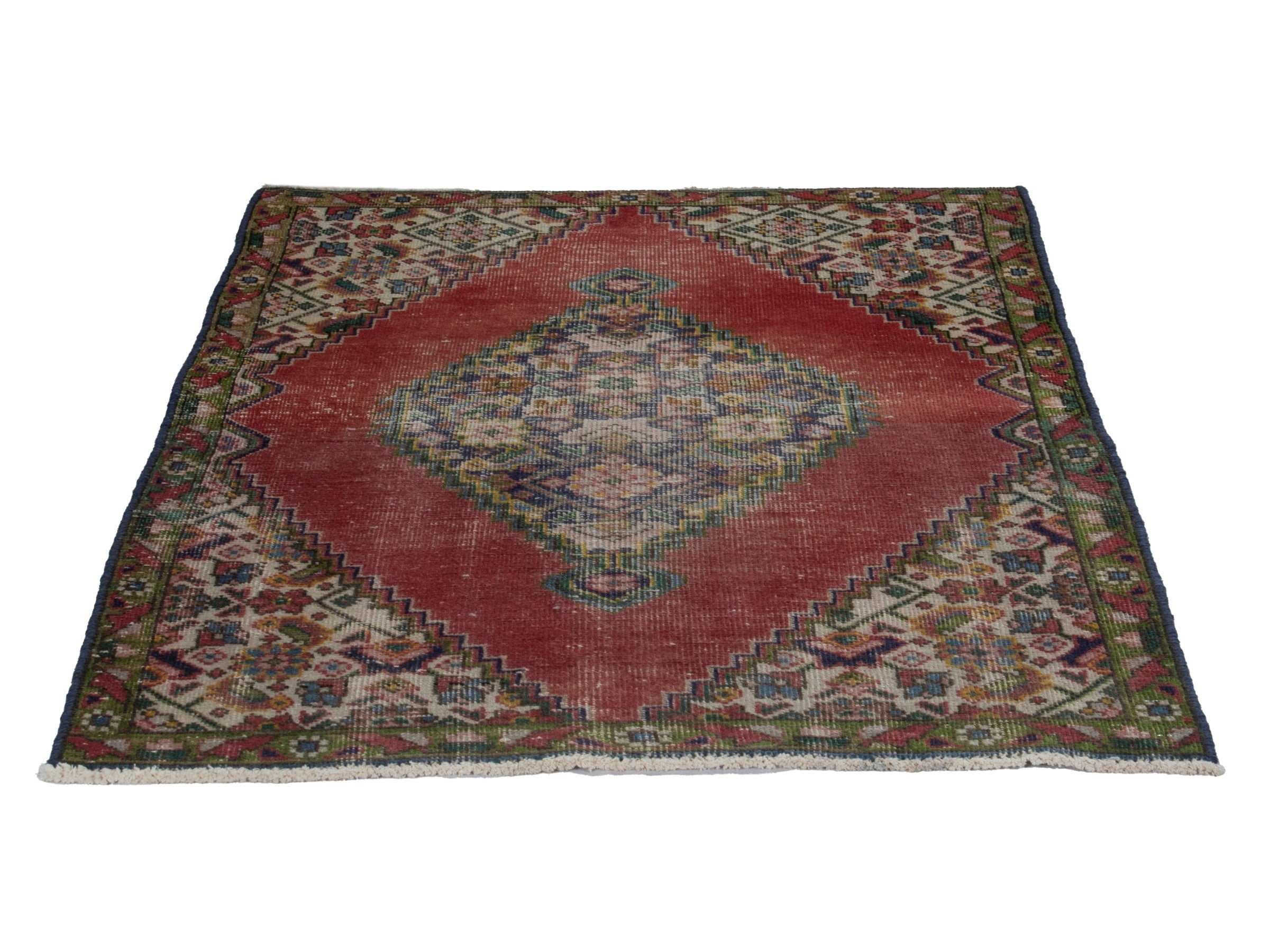 Persian Tabriz accent rug in faded red and cream, view 2 of 16