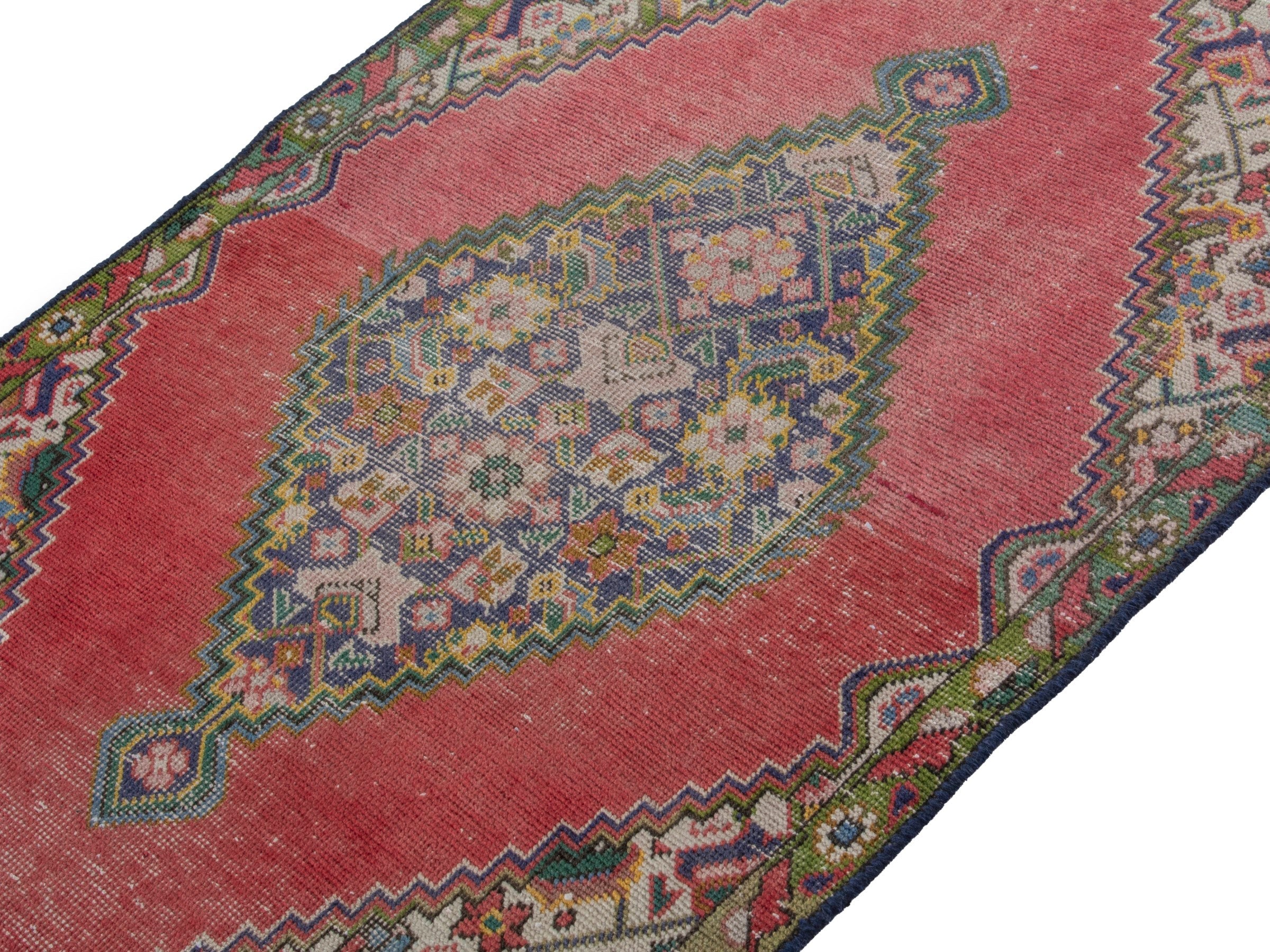 Persian Tabriz accent rug in faded red and cream, view 4 of 16