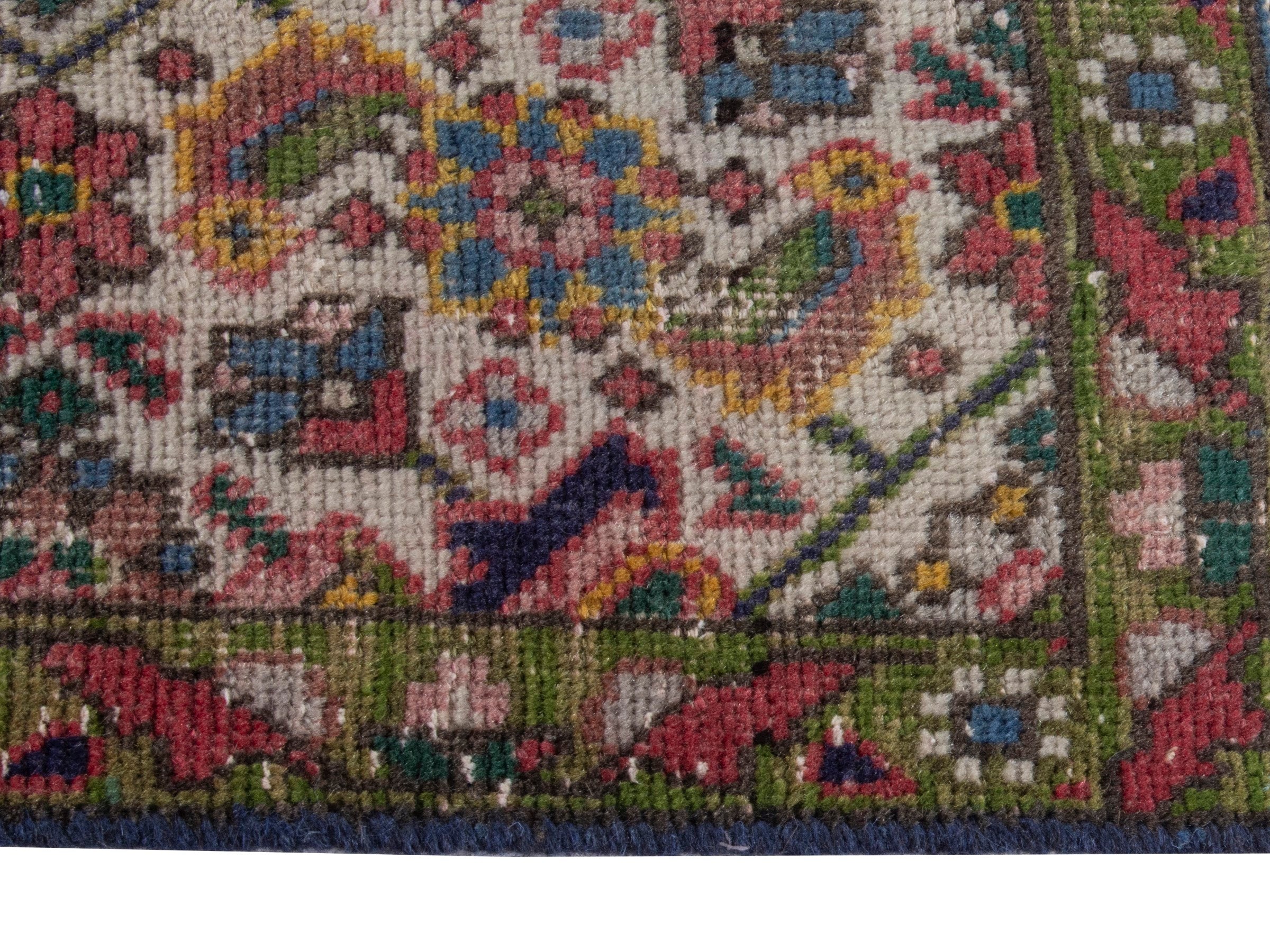Persian Tabriz accent rug in faded red and cream, view 5 of 16