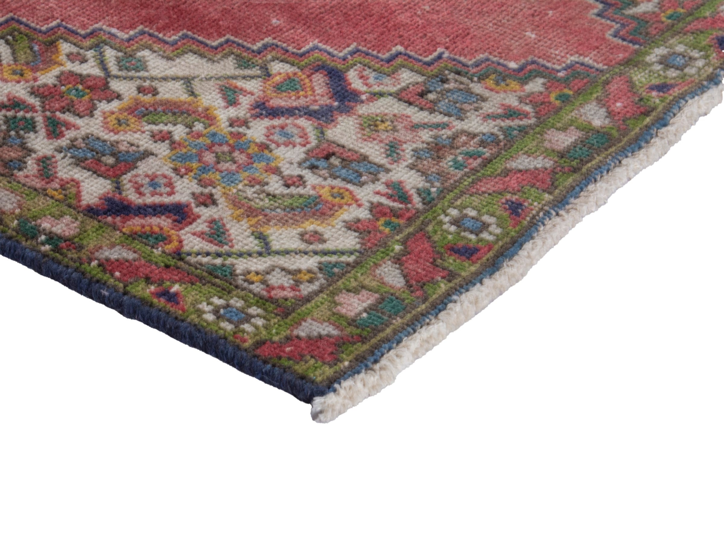 Persian Tabriz accent rug in faded red and cream, view 6 of 16