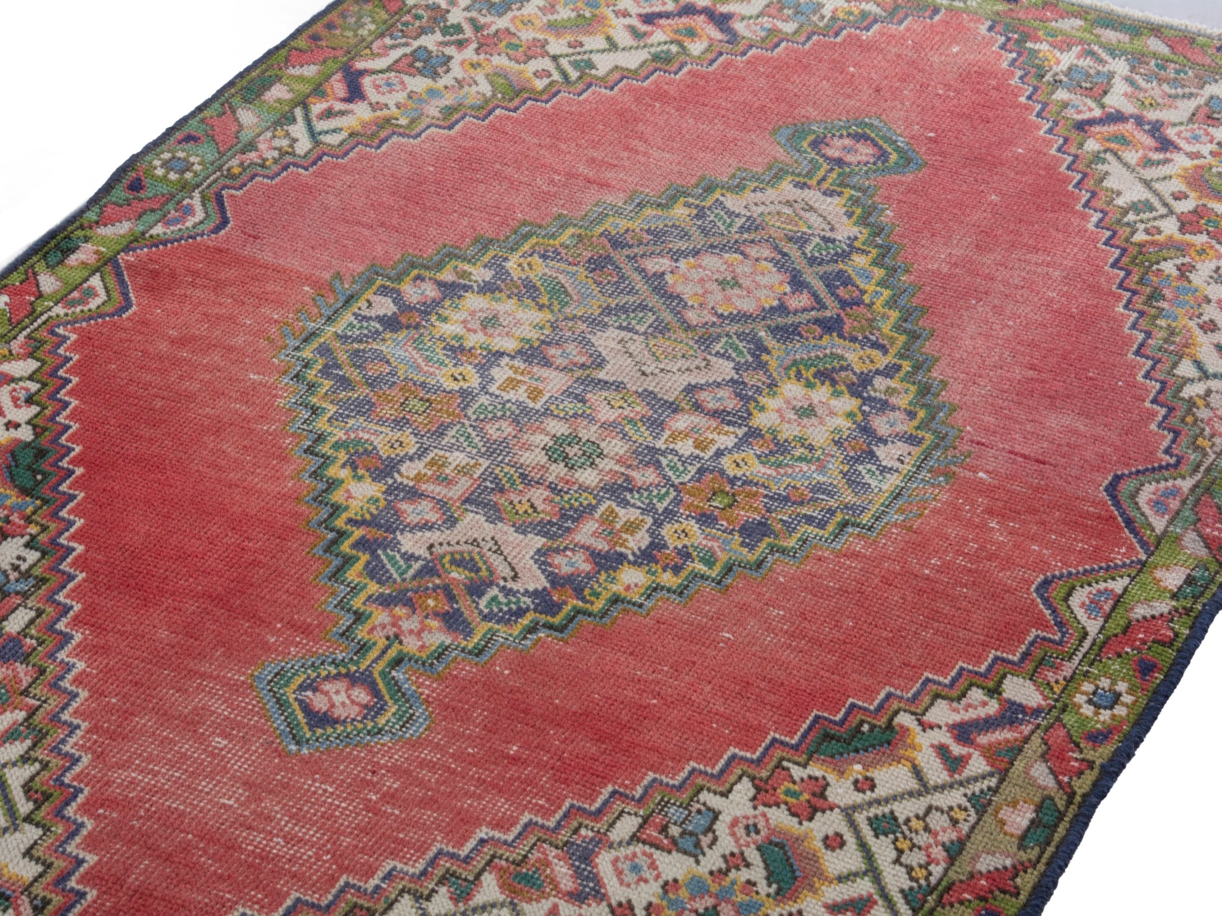 Persian Tabriz accent rug in faded red and cream, view 9 of 16