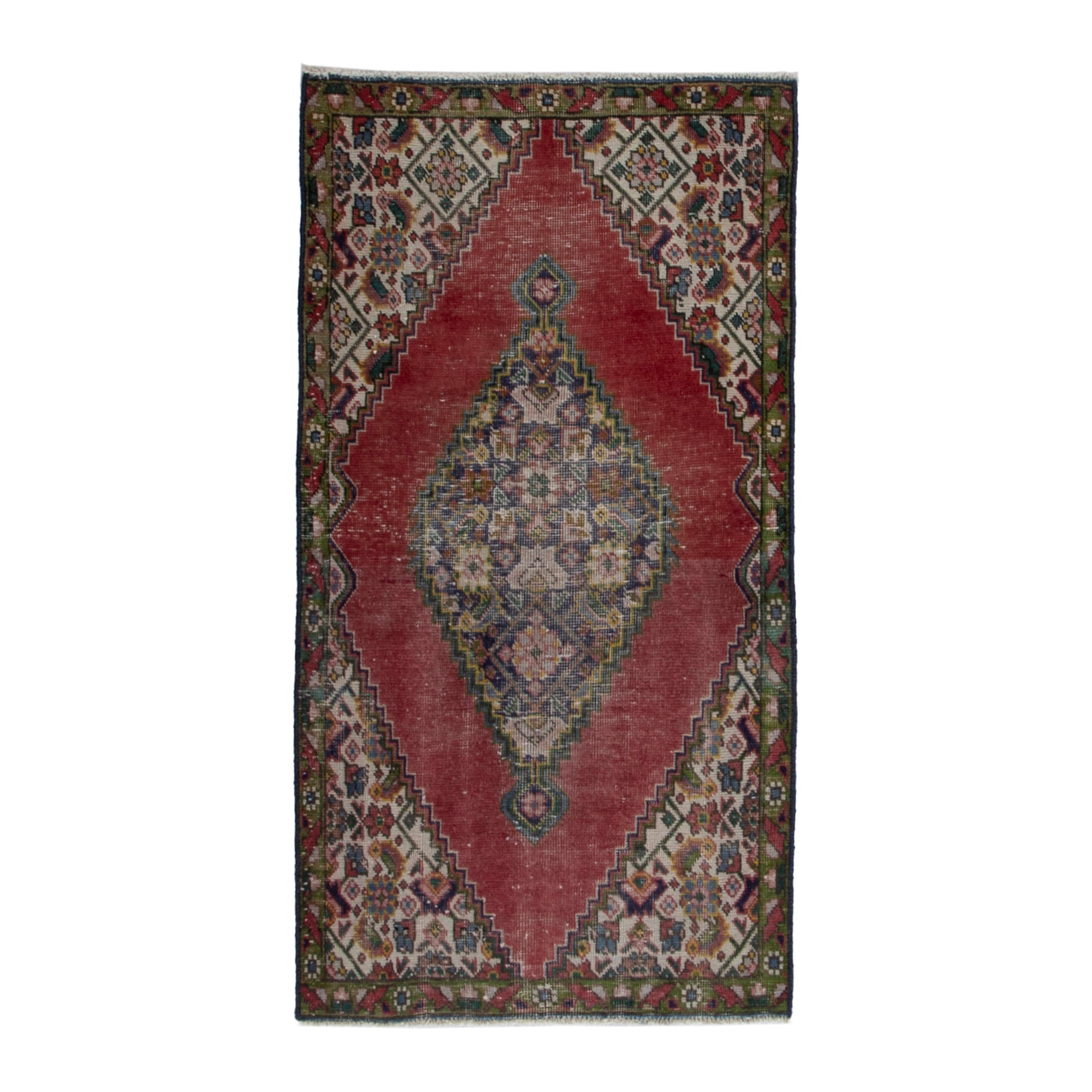Persian Tabriz accent rug in faded red and cream, 2'11" x 4'10"