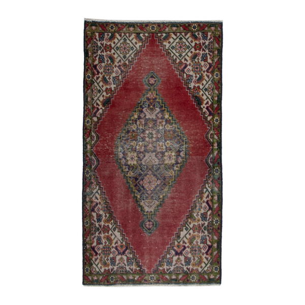 Persian Tabriz accent rug in faded red and cream, 2'11" x 4'10"