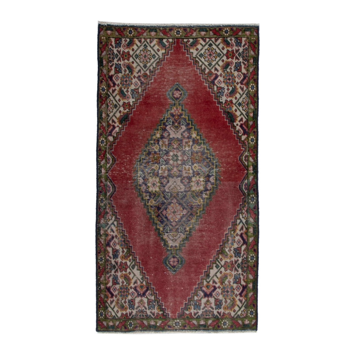 Persian Tabriz accent rug in faded red and cream, 2'11" x 4'10"