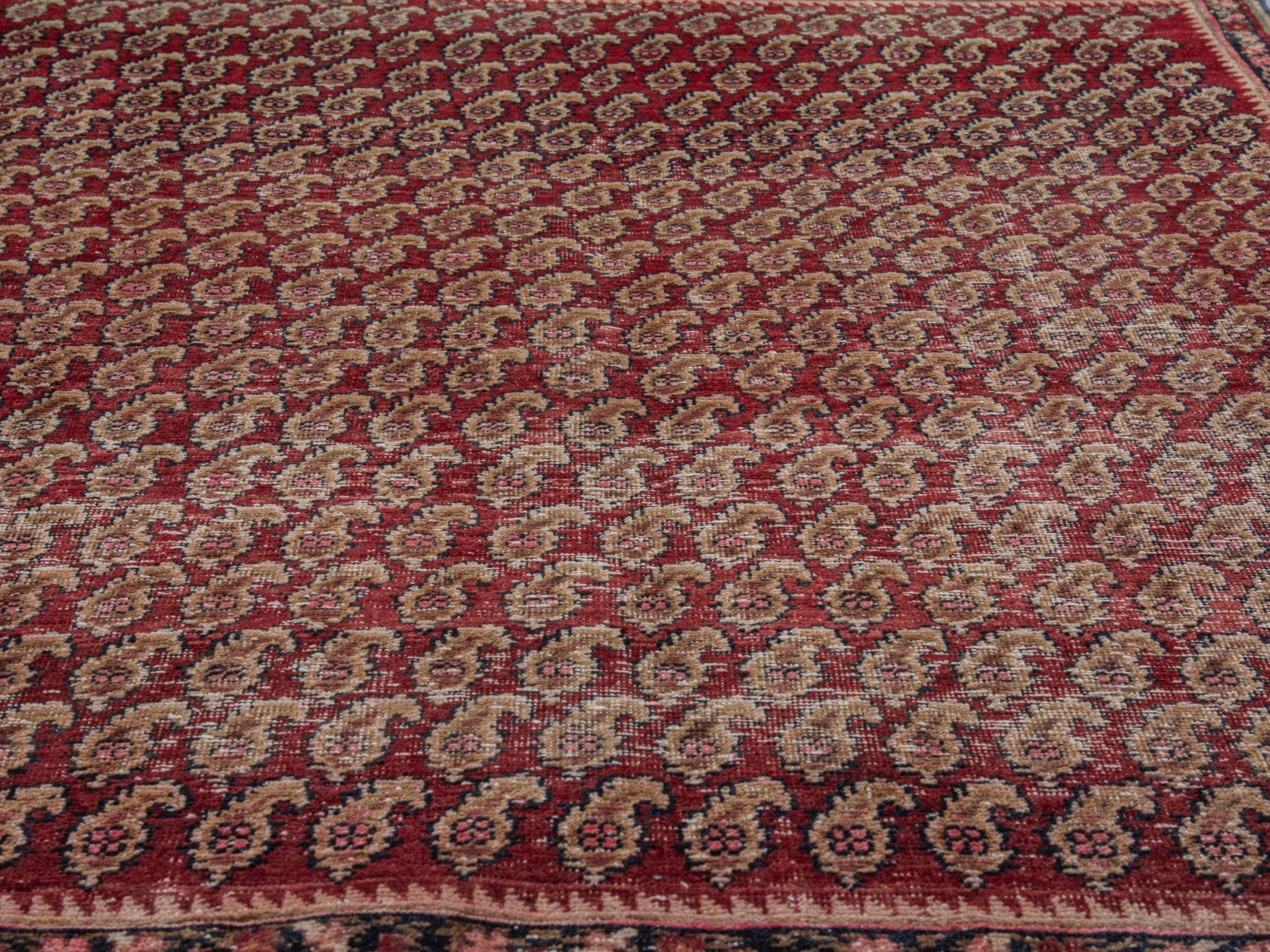 Persian Sirjan accent rug in burgundy and straw, view 10 of 18