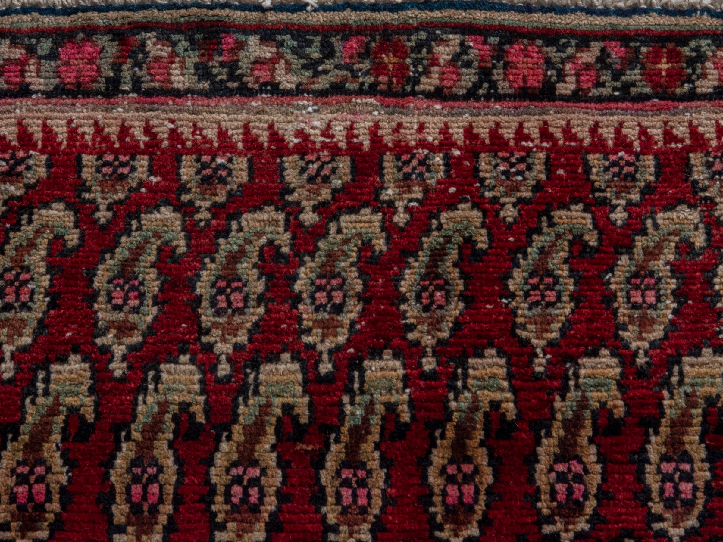 Persian Sirjan accent rug in burgundy and straw, view 13 of 18