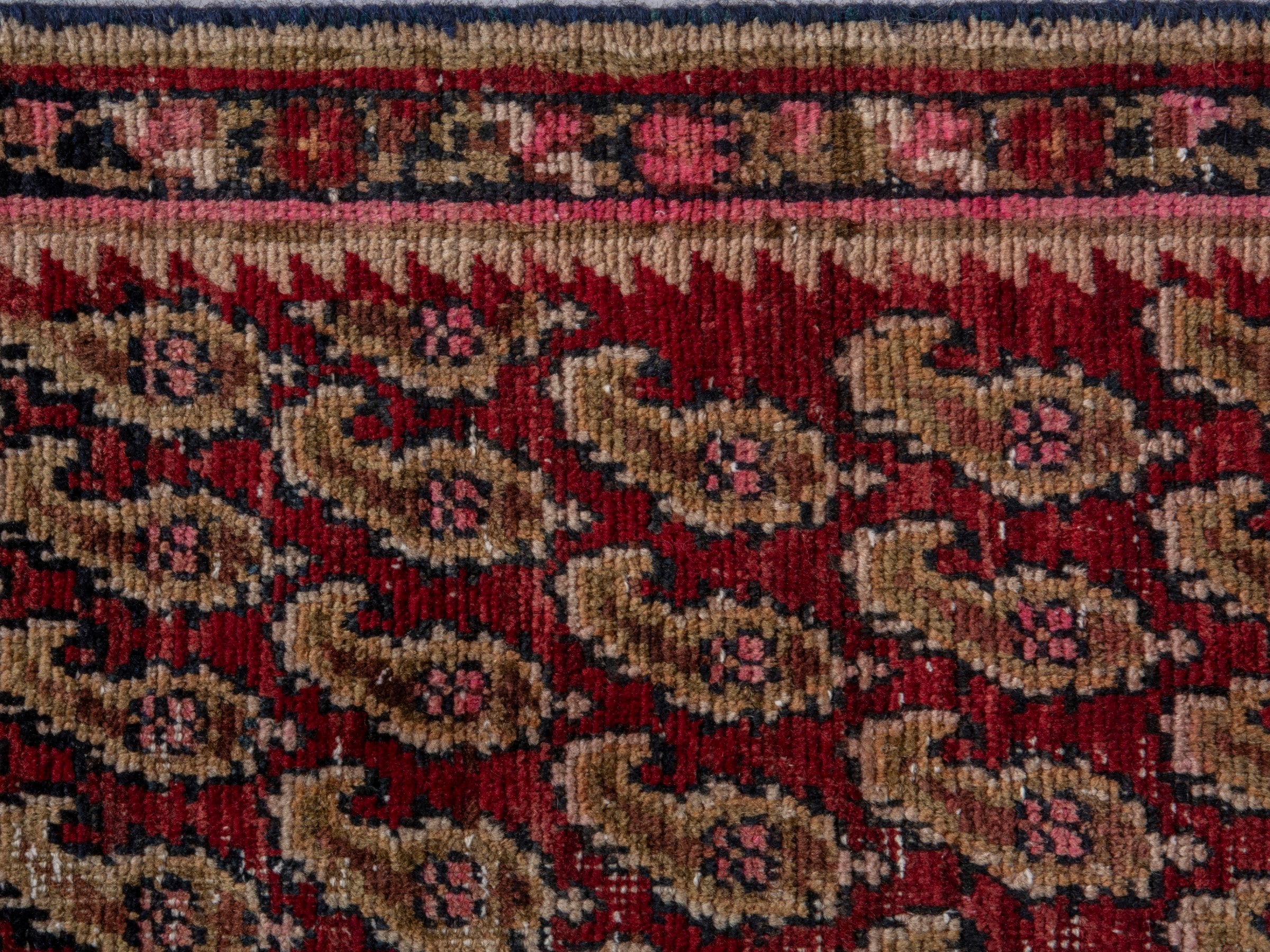 Persian Sirjan accent rug in burgundy and straw, view 14 of 18