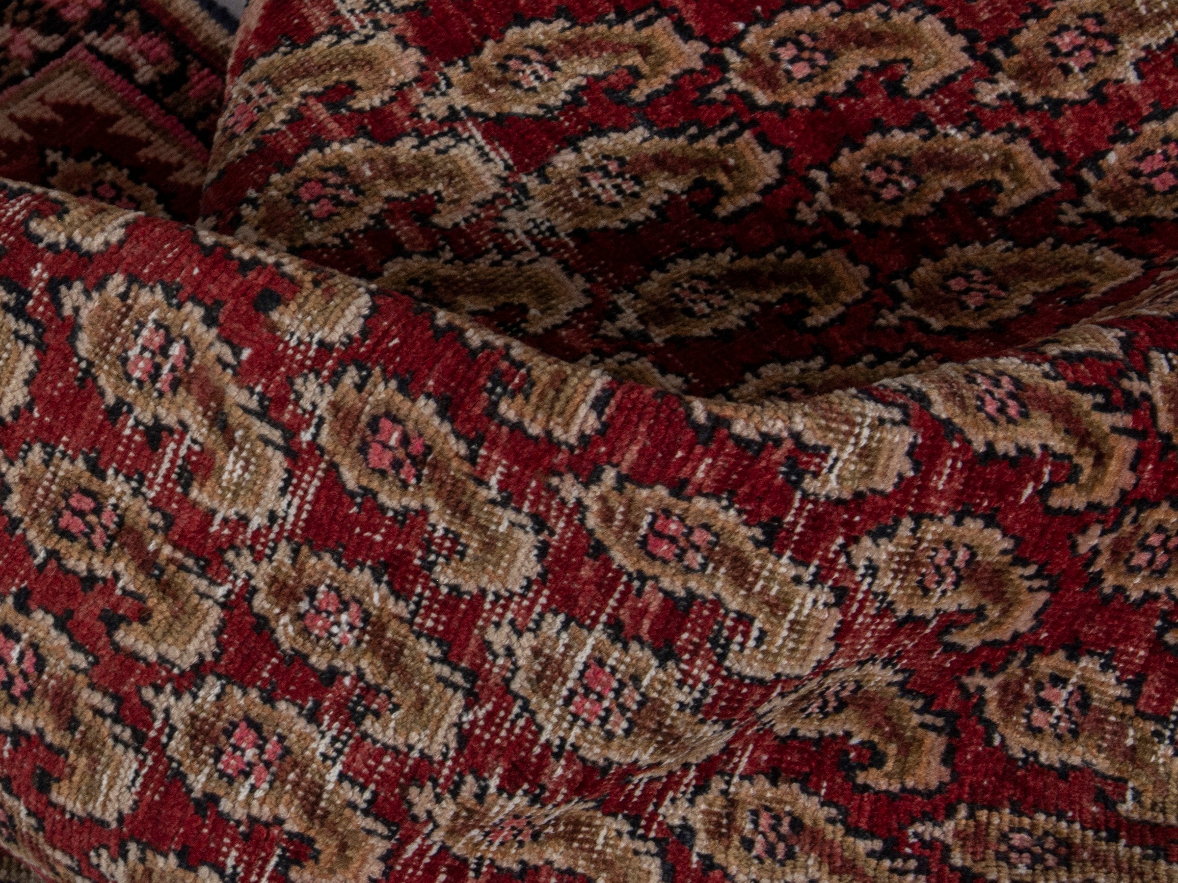 Persian Sirjan accent rug in burgundy and straw, view 16 of 18