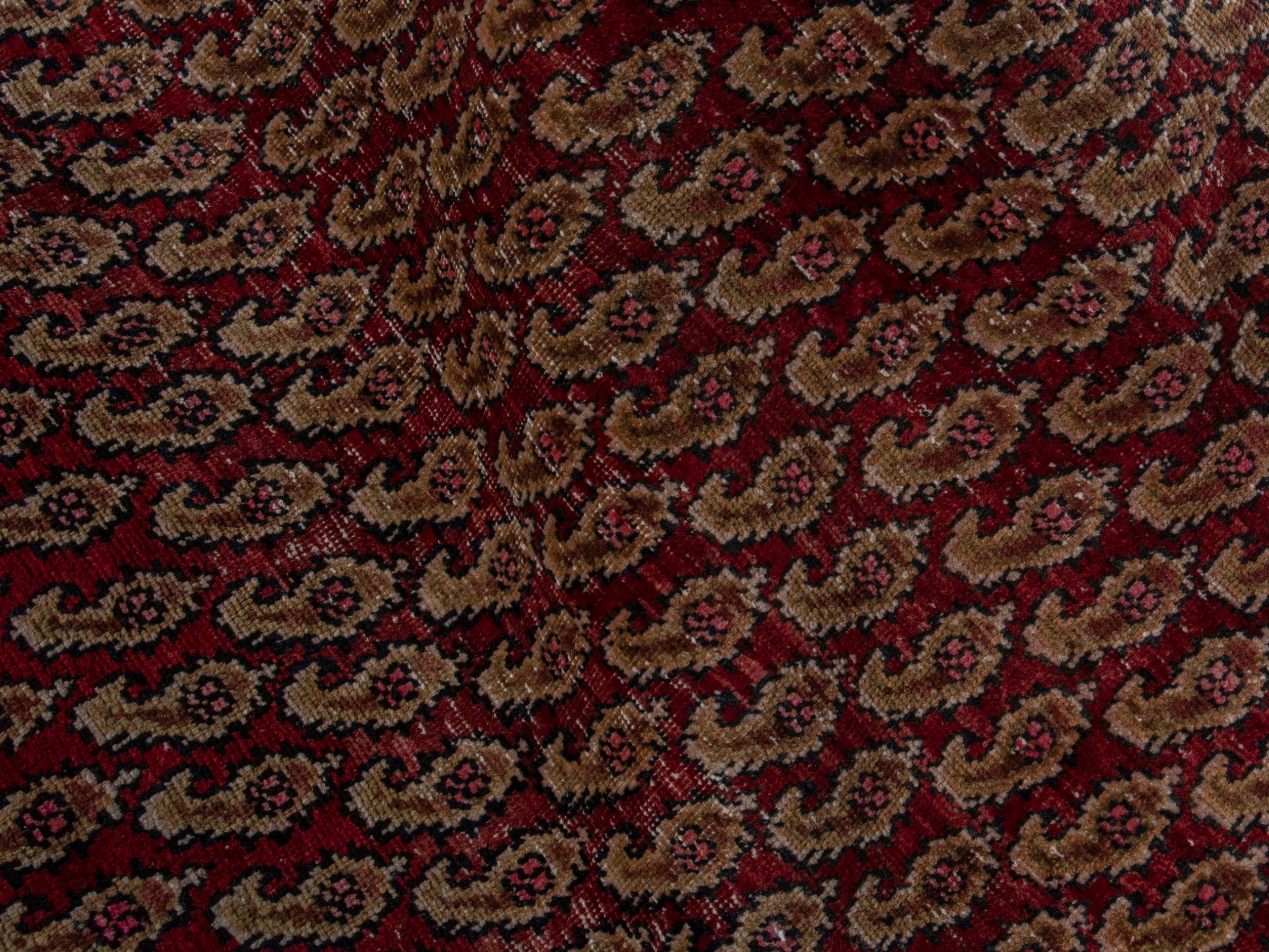 Persian Sirjan accent rug in burgundy and straw, view 17 of 18
