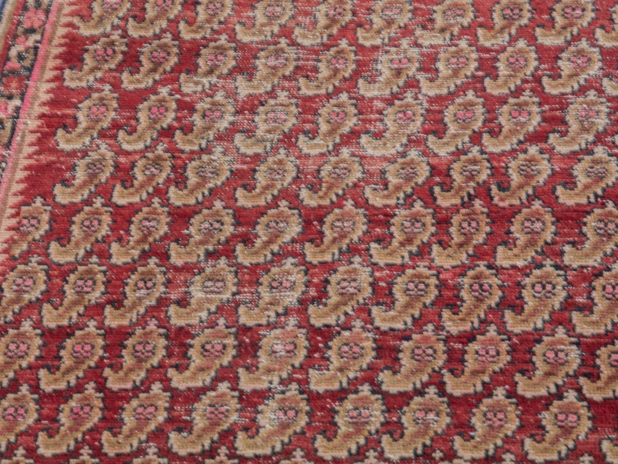 Persian Sirjan accent rug in burgundy and straw, view 7 of 18