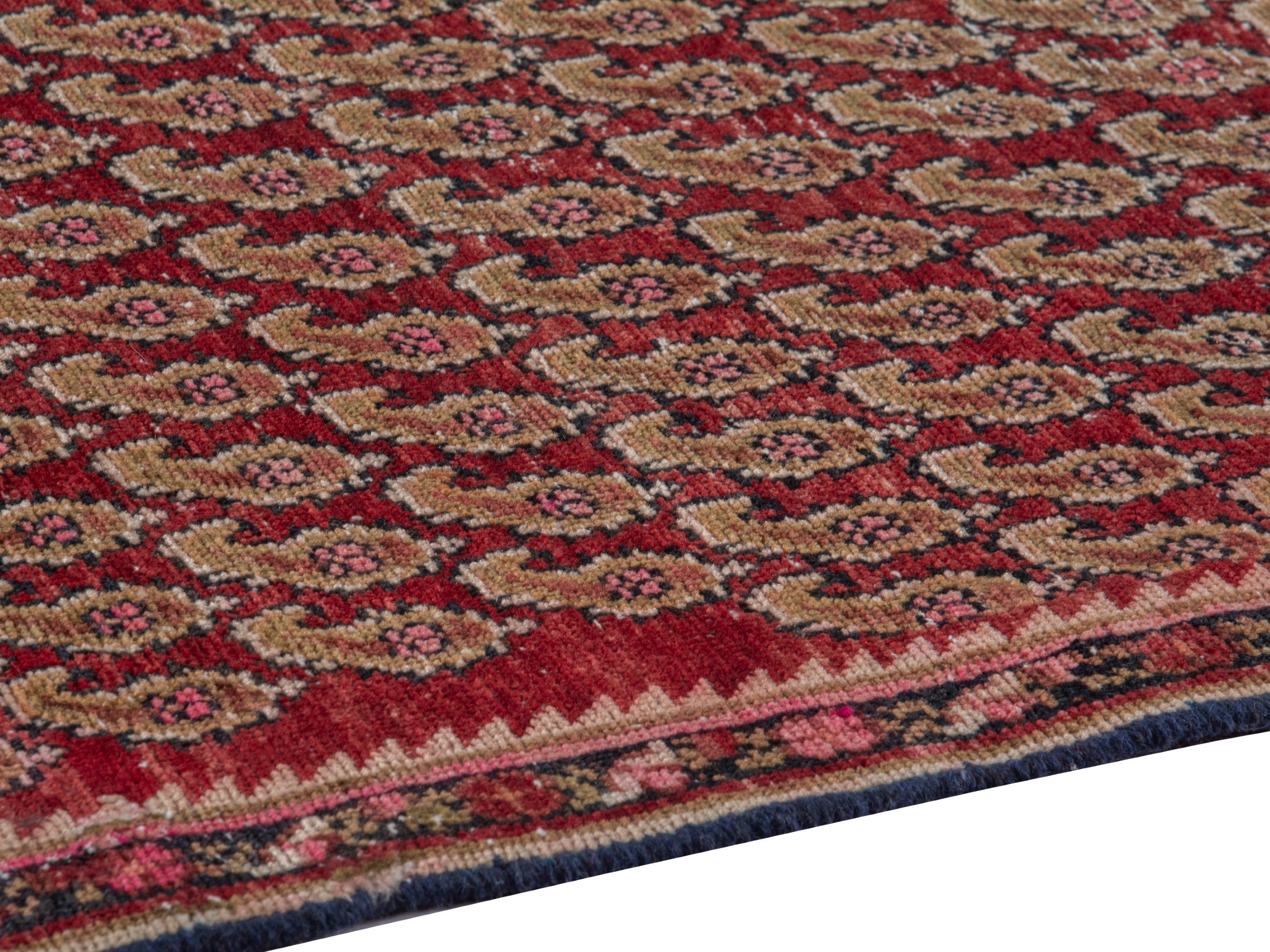 Persian Sirjan accent rug in burgundy and straw, view 8 of 18