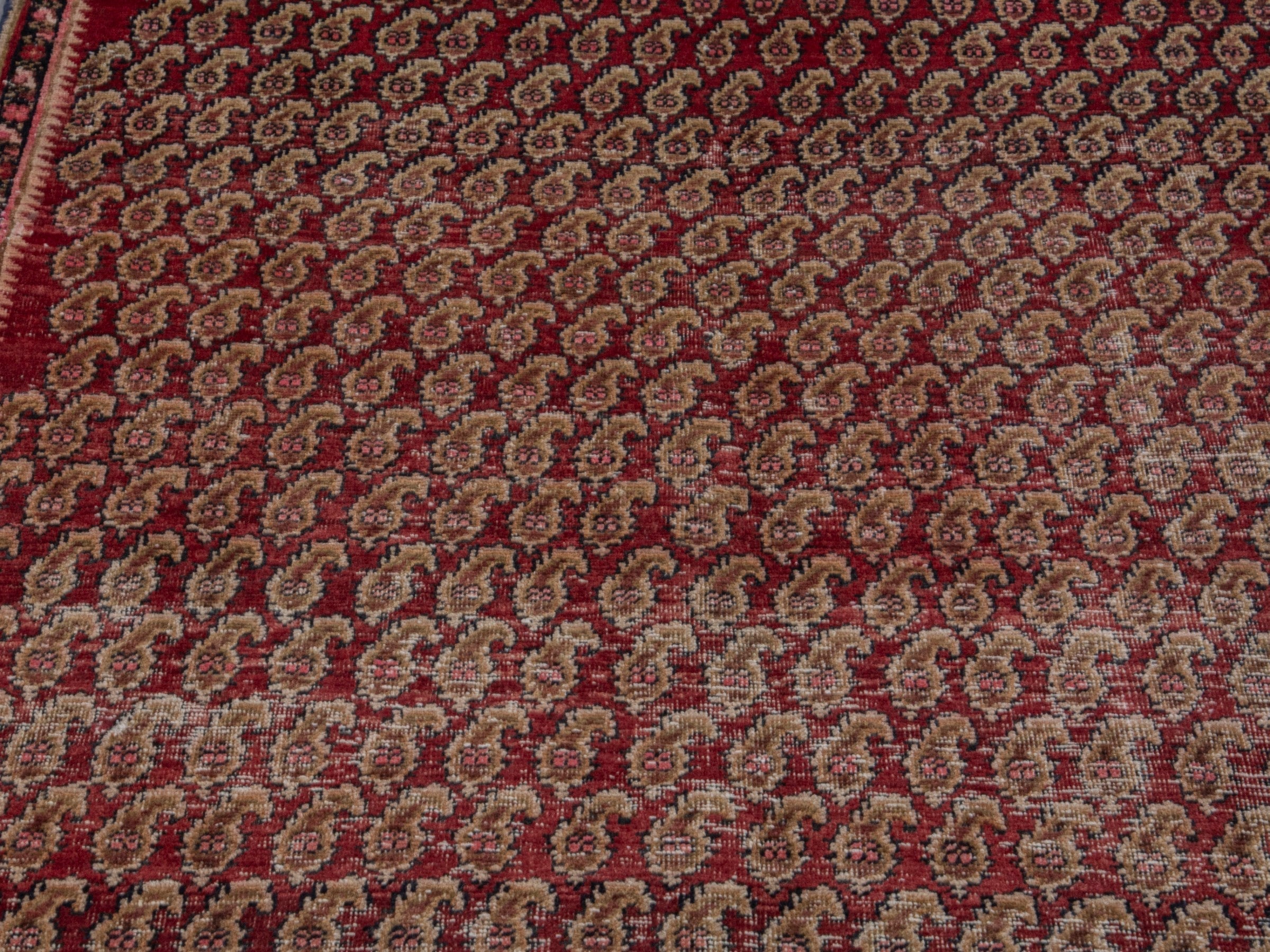 Persian Sirjan accent rug in burgundy and straw, view 9 of 18