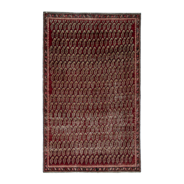 Persian Sirjan accent rug in burgundy and straw, 3'11" x 6'3"