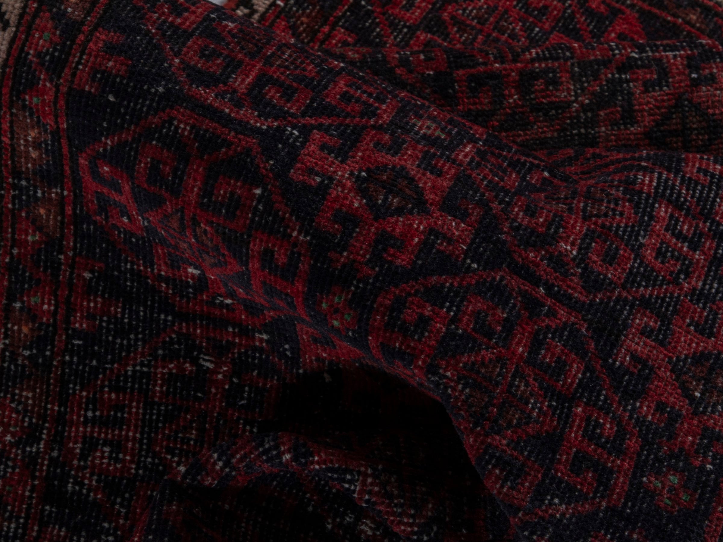 Persian Baluch runner rug in burgundy and deep red, view 14 of 18