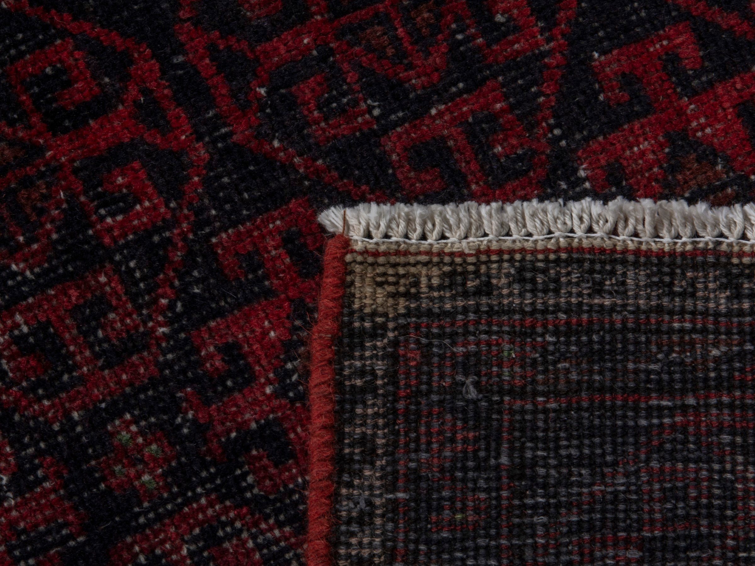 Persian Baluch runner rug in burgundy and deep red, view 18 of 18