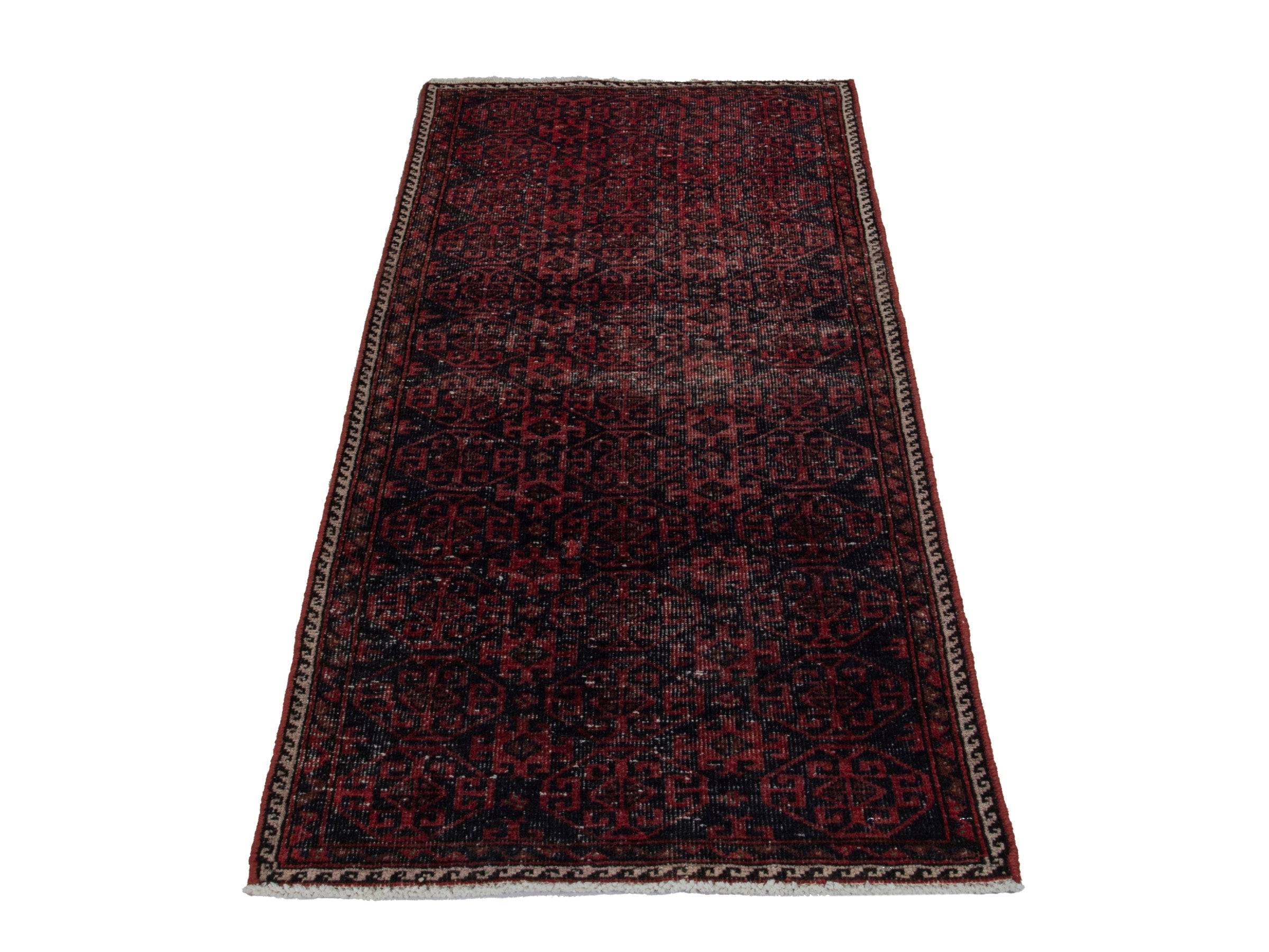 Persian Baluch runner rug in burgundy and deep red, view 2 of 18