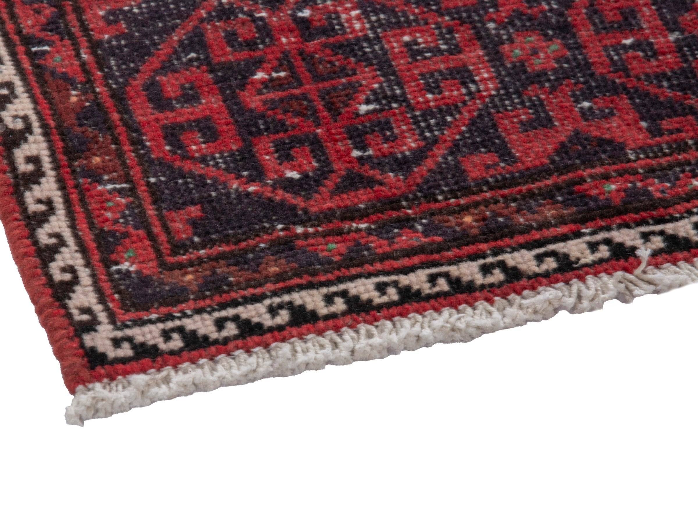 Persian Baluch runner rug in burgundy and deep red, view 6 of 18